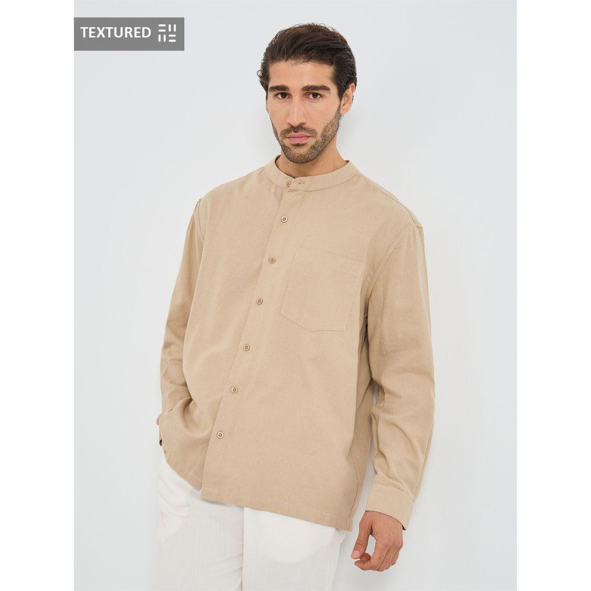 Styli Mandarin Collar Relaxed Fit Shirt-men-clothing-shirts-image-1