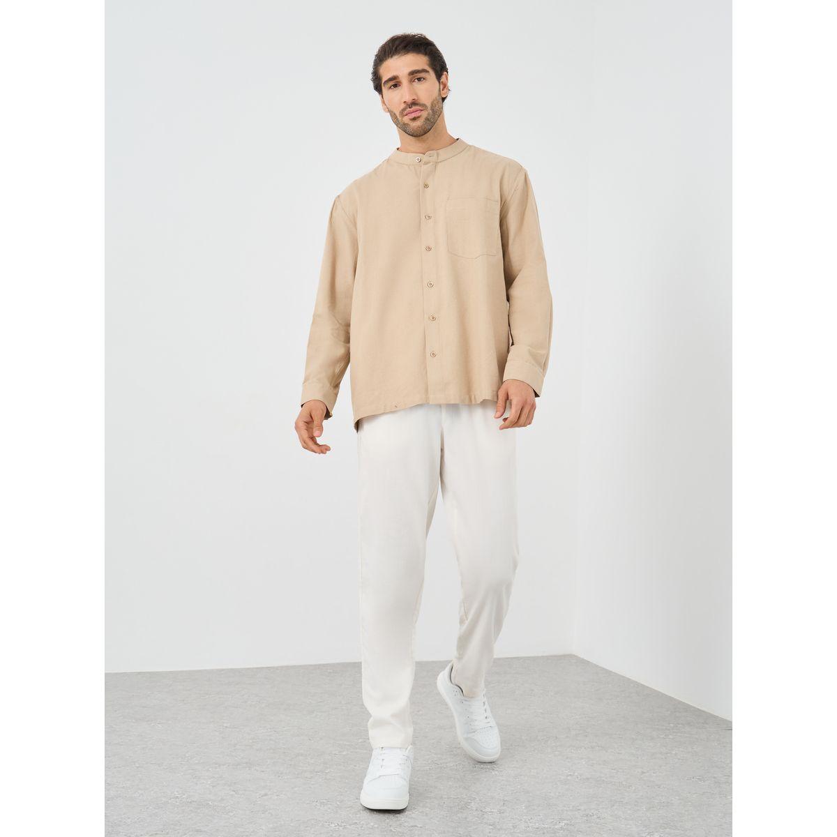 Styli Mandarin Collar Relaxed Fit Shirt-men-clothing-shirts-image-2