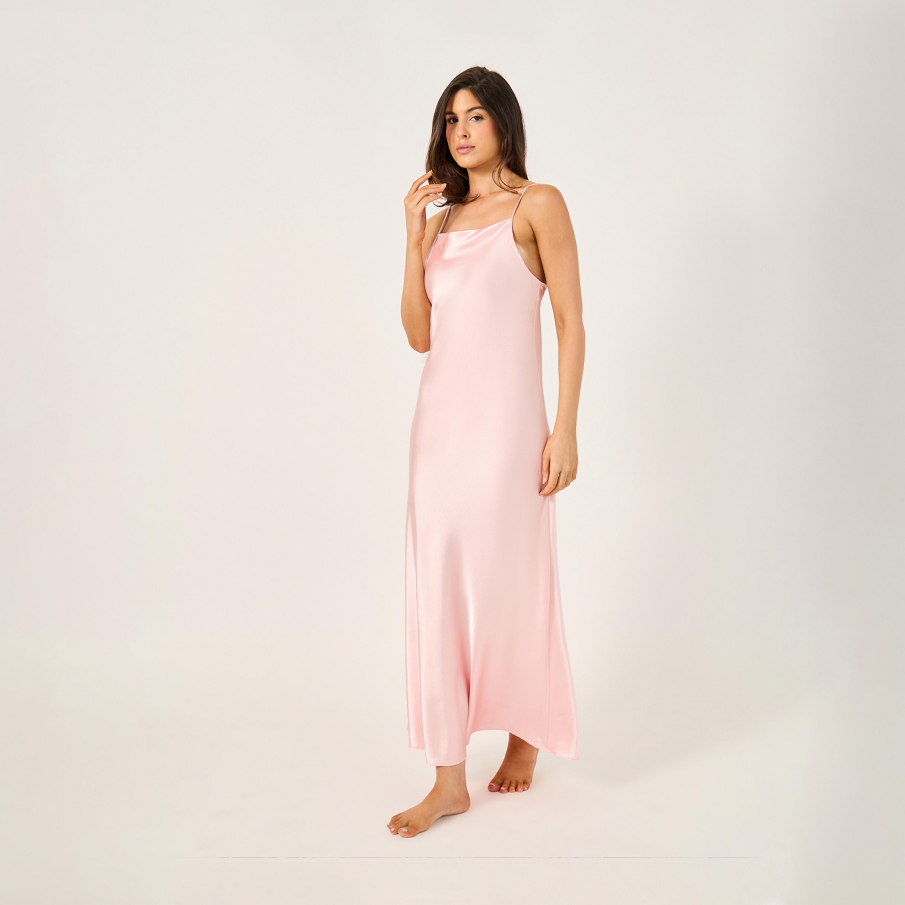 ستايلي - طقم قطعتين - روب مزين بالريش الصناعي وفستان داخلي-women-clothing-nightwear-robes-image-7