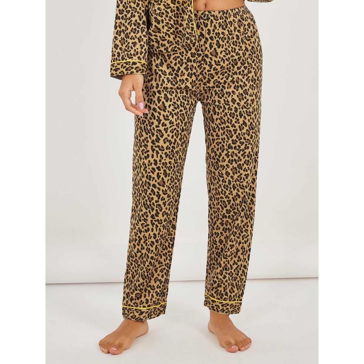 Styli All Over Leopard Print Button Through Shirt and Pyjama Set-women-clothing-nightwear-pyjamas-longsets-image-4