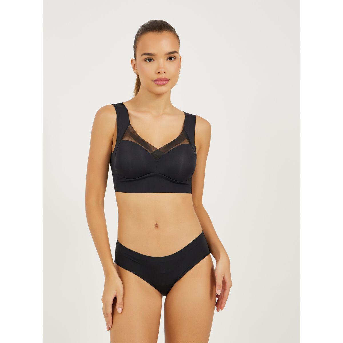 Styli Pack of 3 - Padded Non Wired Full Support Mesh Cross Over Front Detail Crop Top-women-clothing-lingerie-bras-image-3