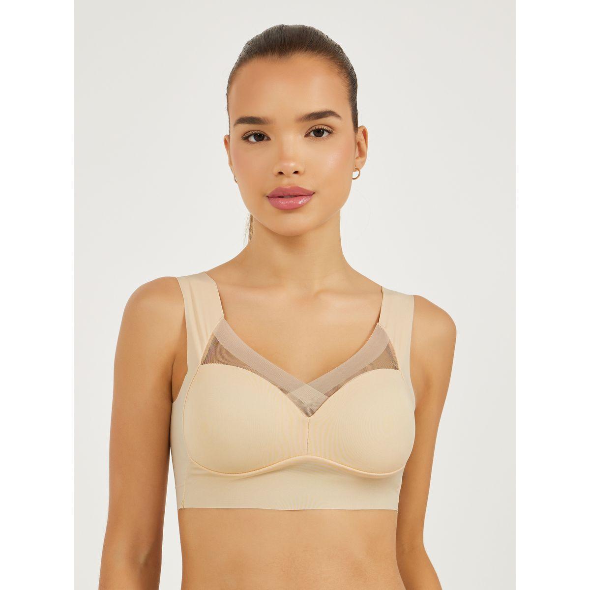 Styli Pack of 3 - Padded Non Wired Full Support Mesh Cross Over Front Detail Crop Top-women-clothing-lingerie-bras-image-6