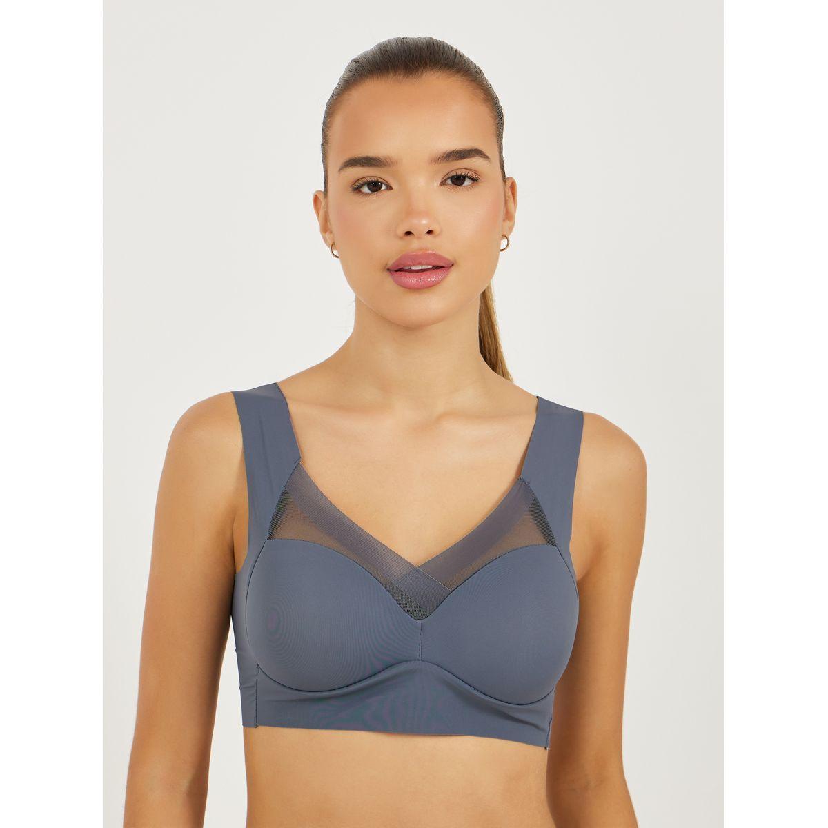 Styli Pack of 3 - Padded Non Wired Full Support Mesh Cross Over Front Detail Crop Top-women-clothing-lingerie-bras-image-7