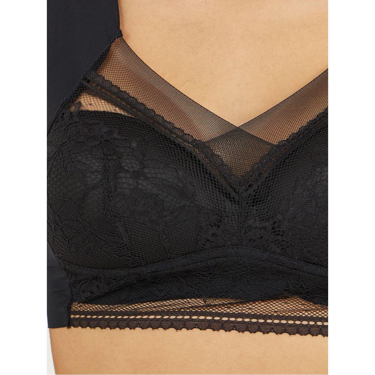 Styli Pack of 3 - Padded Non-Wired Full Support Mesh Front Lace Cup Crop Top-women-clothing-lingerie-bras-image-4