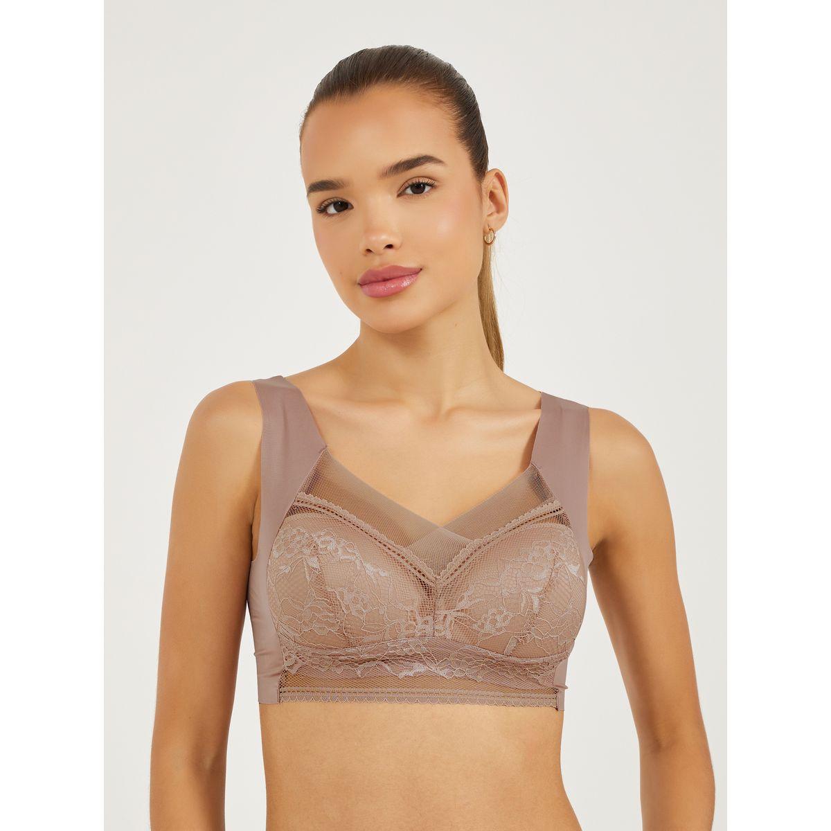 Styli Pack of 3 - Padded Non-Wired Full Support Mesh Front Lace Cup Crop Top-women-clothing-lingerie-bras-image-6