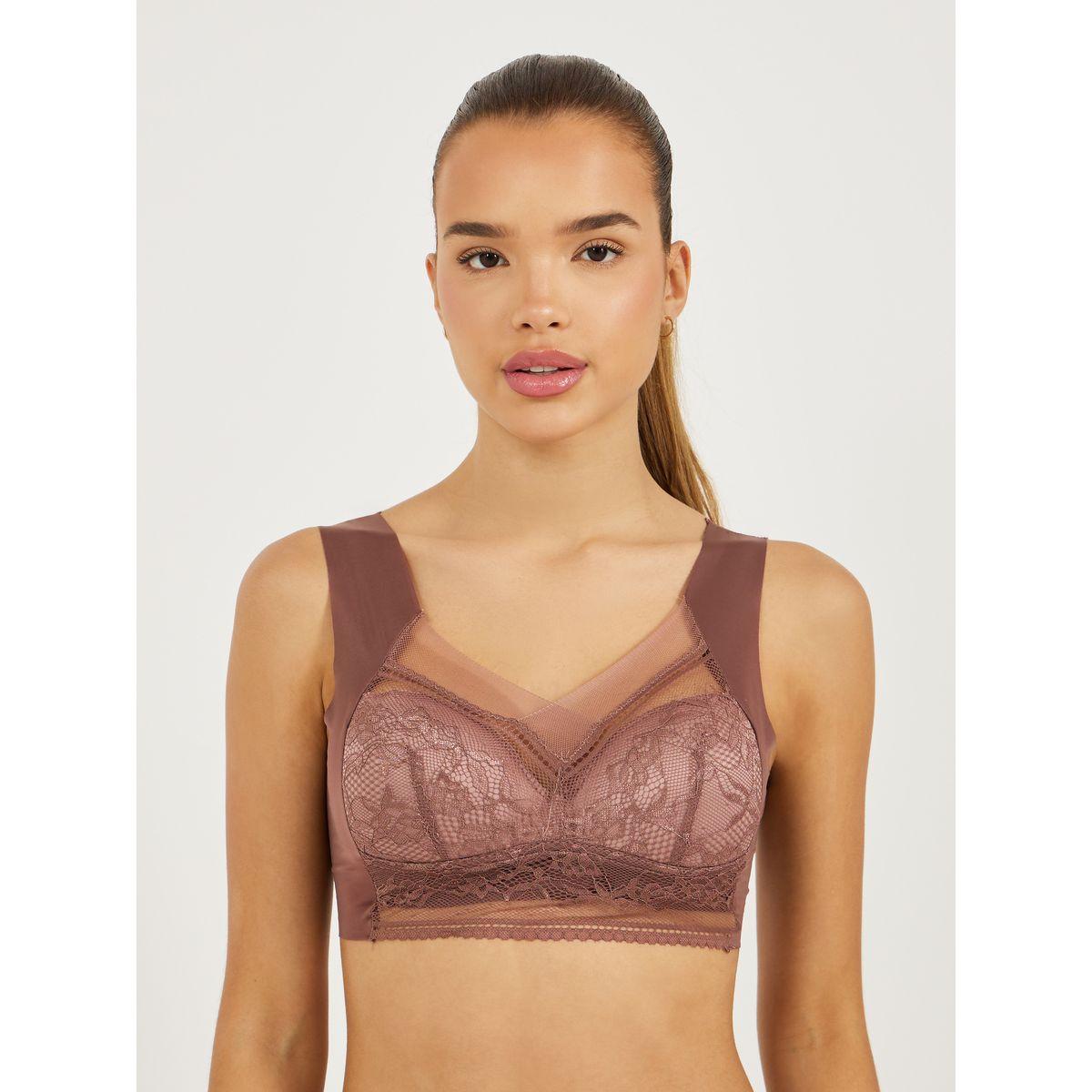 Styli Pack of 3 - Padded Non-Wired Full Support Mesh Front Lace Cup Crop Top-women-clothing-lingerie-bras-image-7