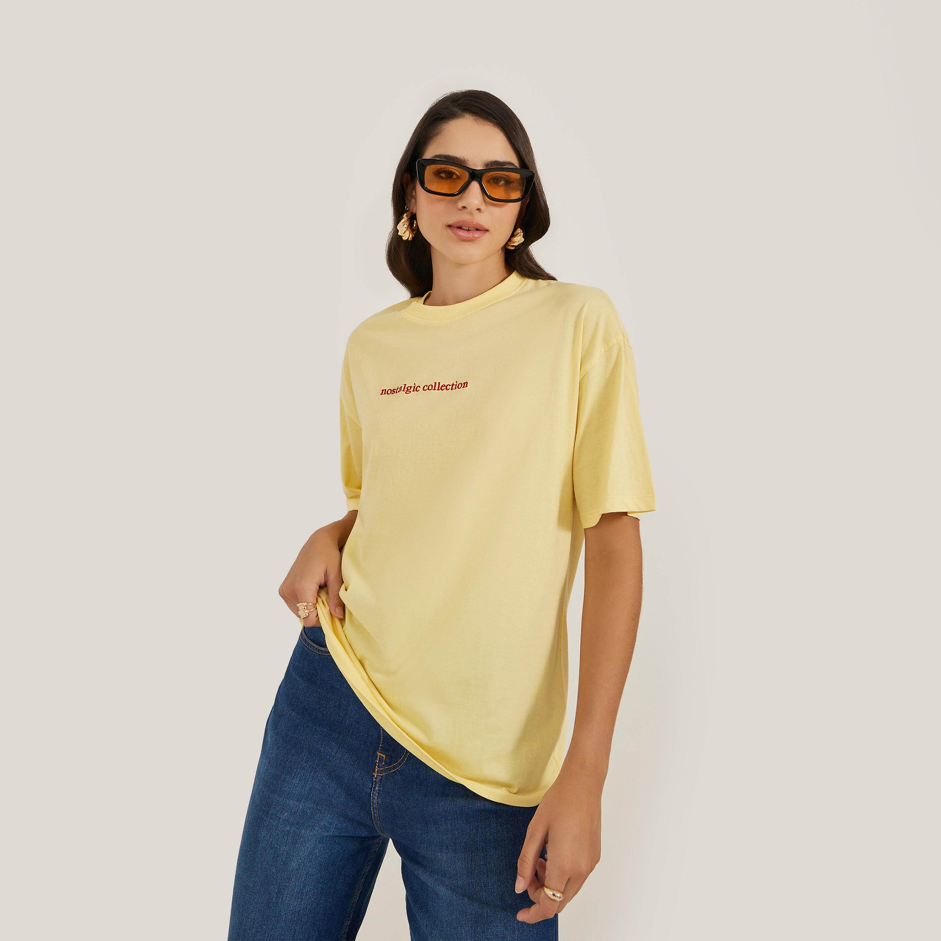 Styli Embroidered Slogan Round Neck Oversized T-Shirt-women-clothing-tshirts-image-1