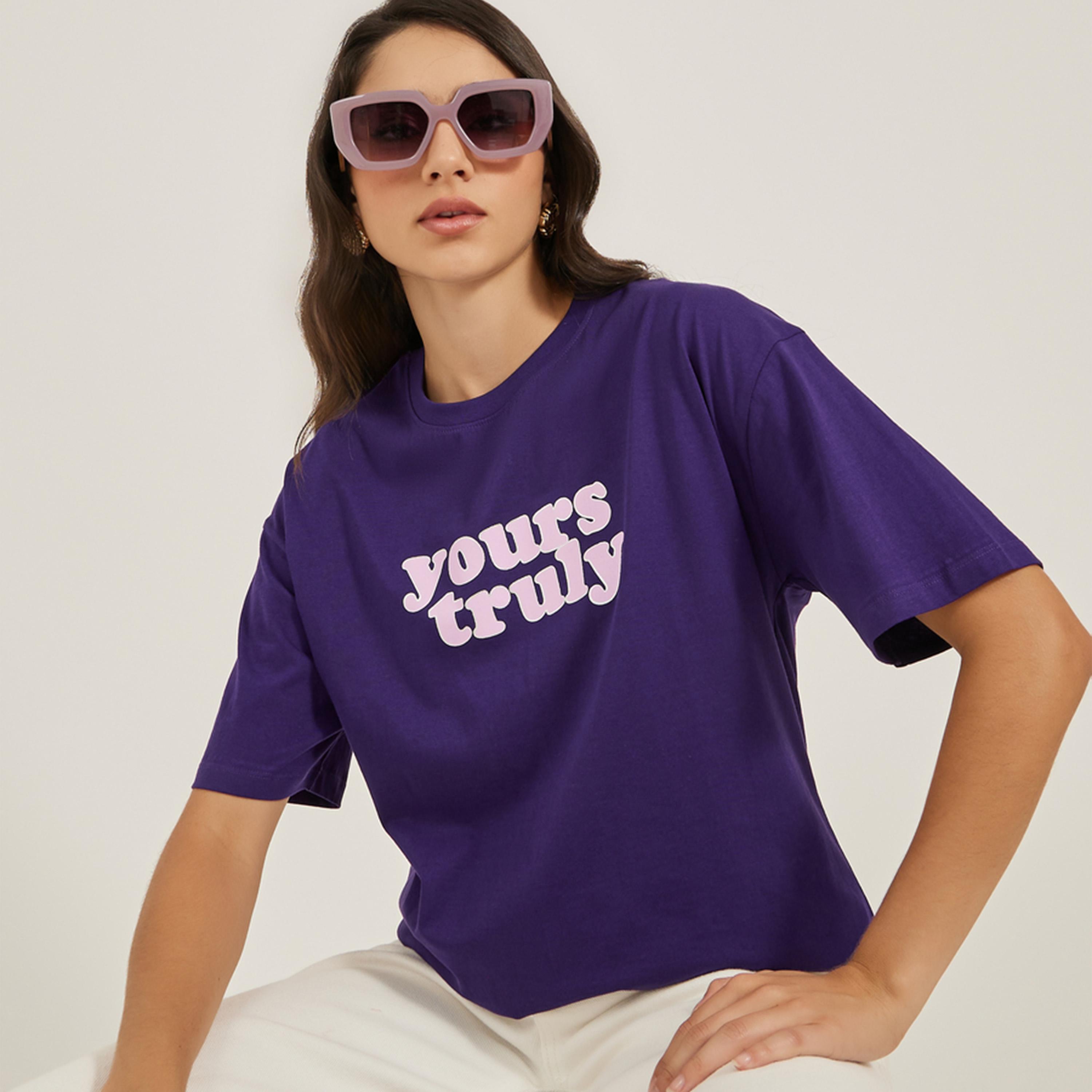 Styli Slogan Print Round Neck Oversized T-Shirt-women-clothing-tshirts-image-1