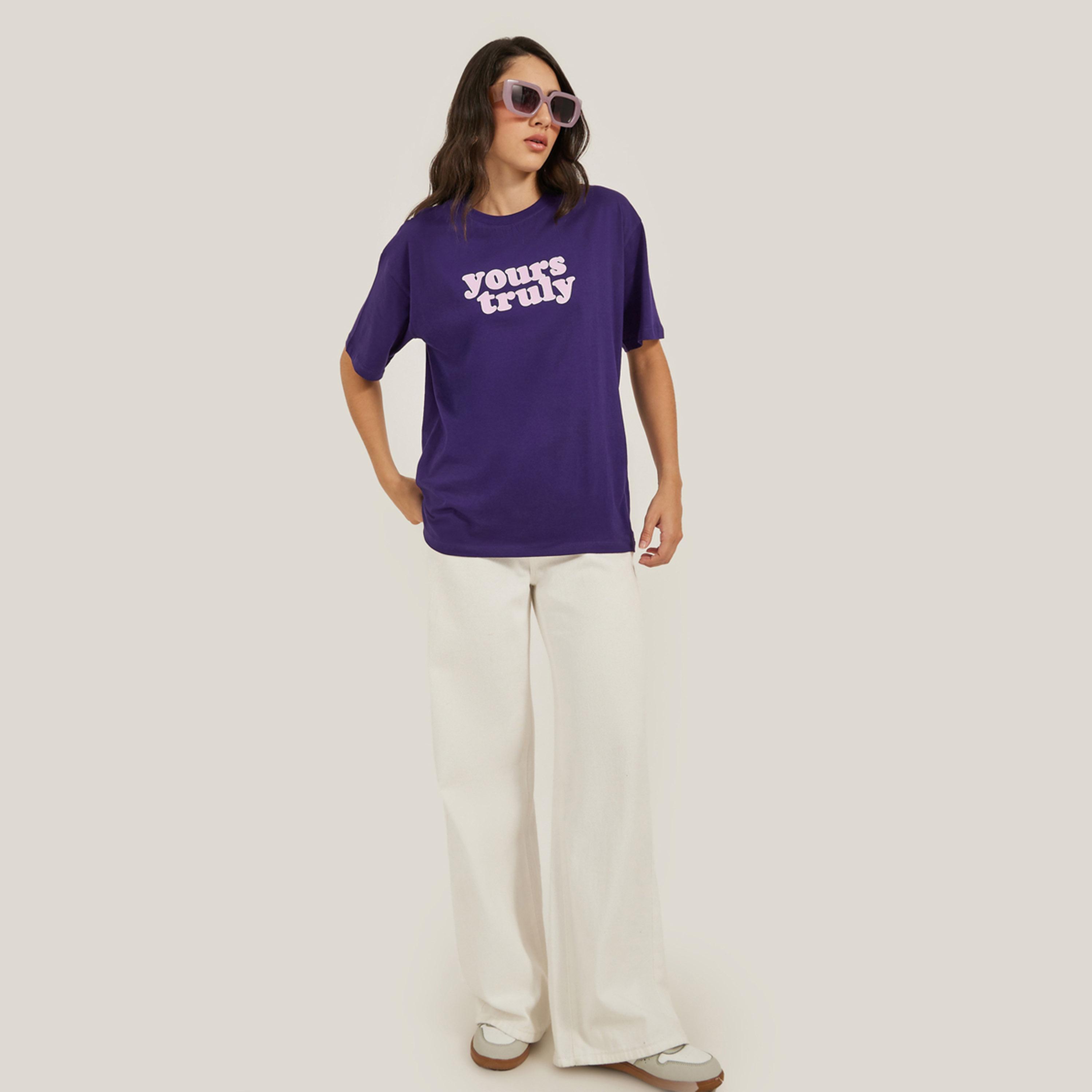 Styli Slogan Print Round Neck Oversized T-Shirt-women-clothing-tshirts-image-2