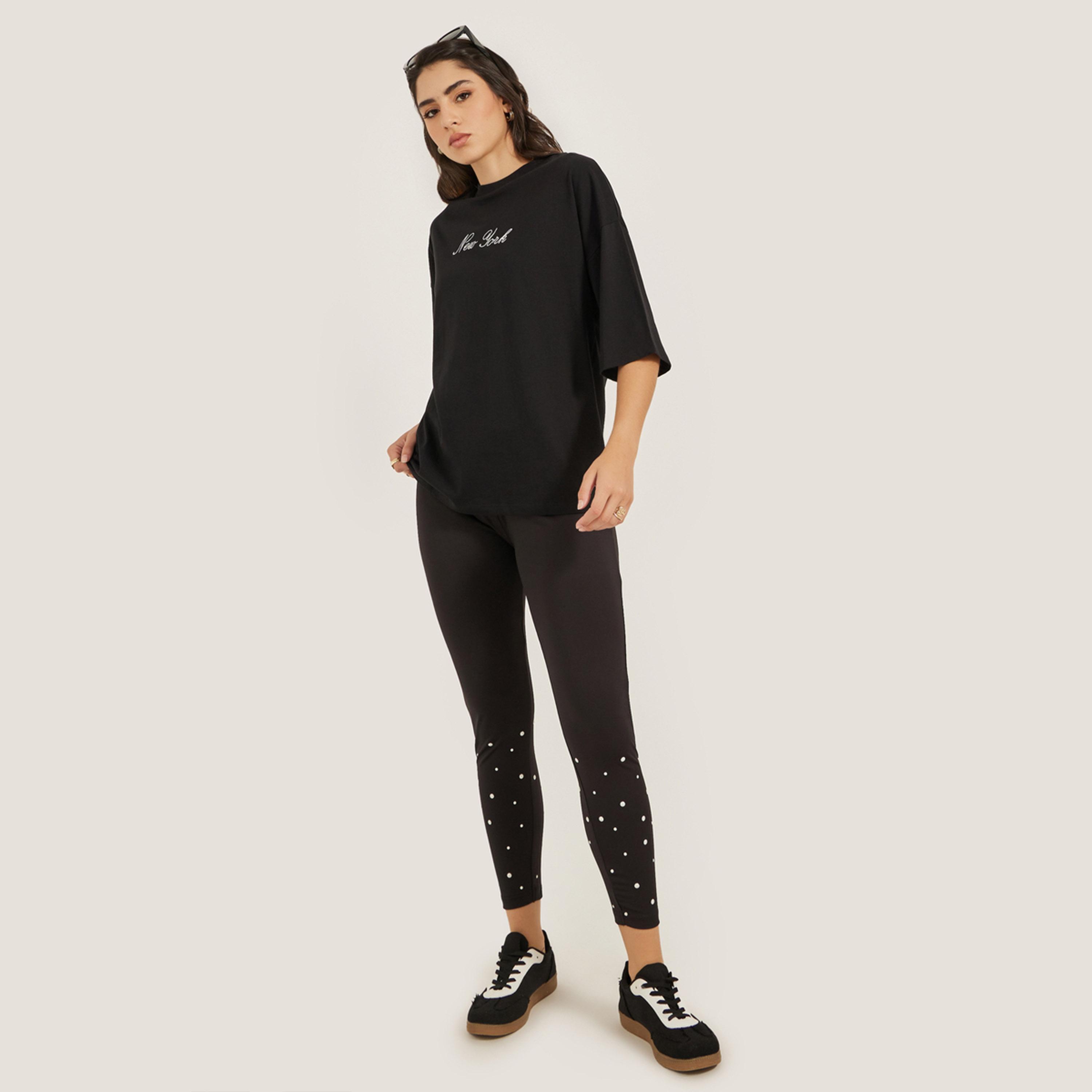 Styli Embroidered Slogan Round Neck Oversized T-Shirt-women-clothing-tshirts-image-2