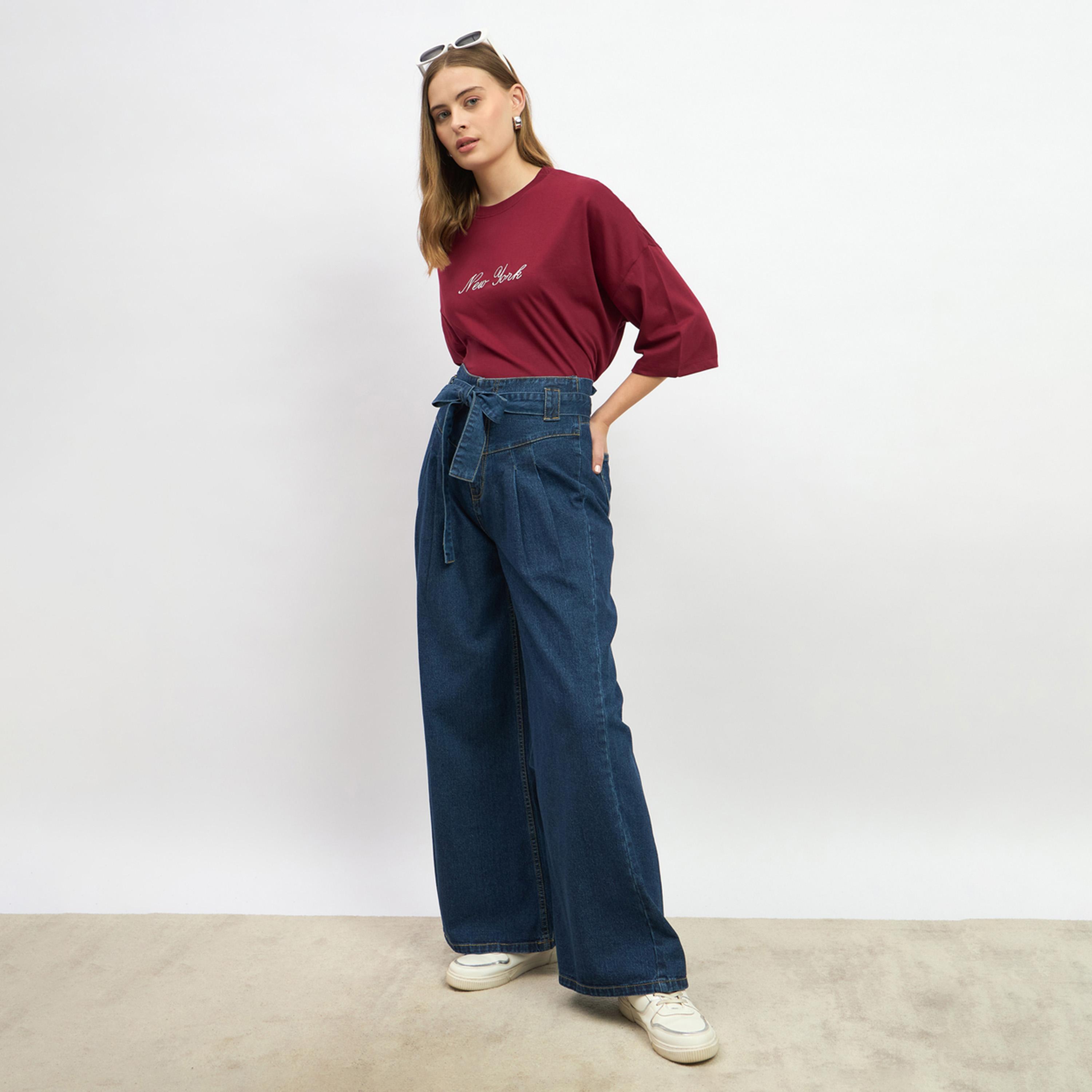 Styli Embroidered Slogan Round Neck Oversized T-Shirt-women-clothing-tshirts-image-1