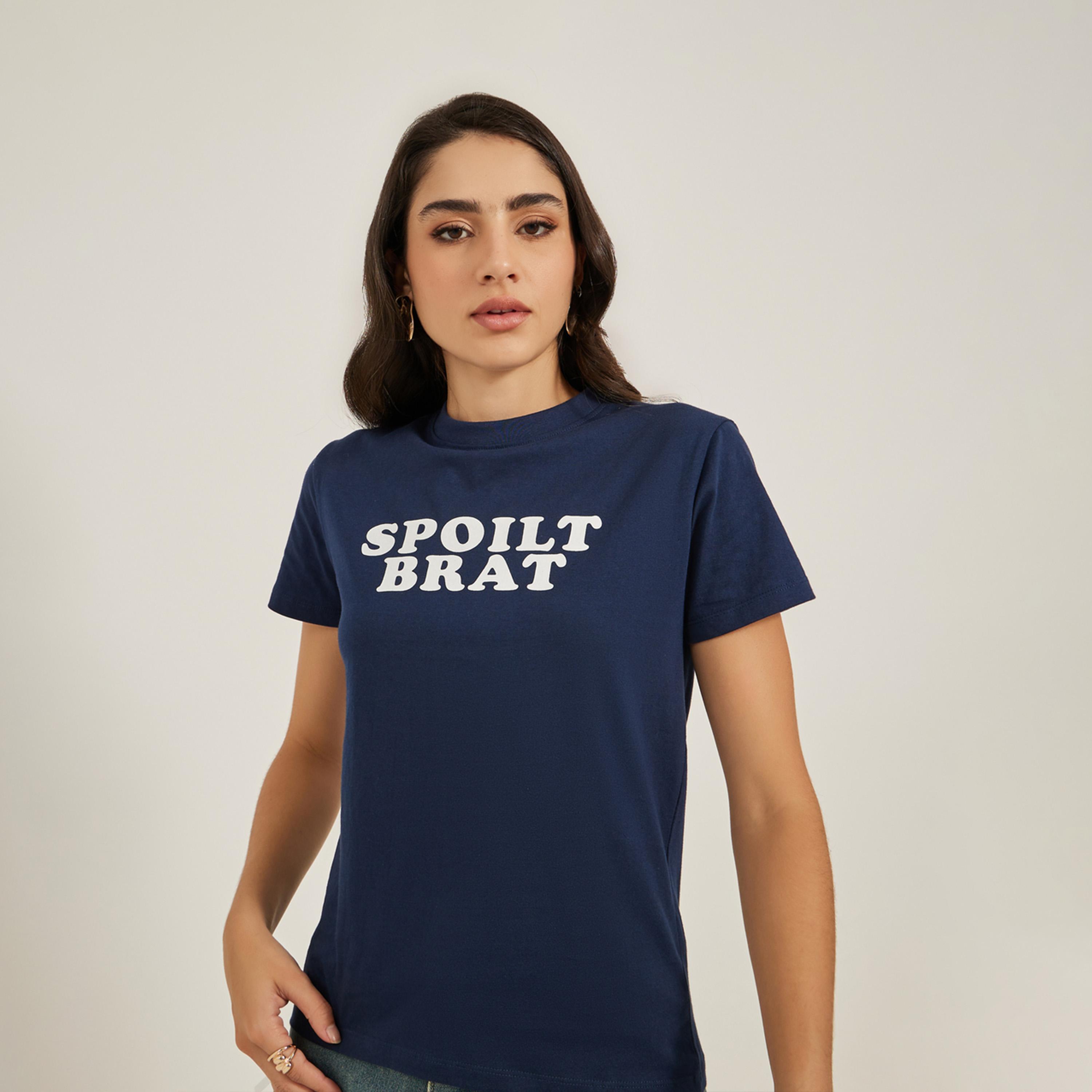 Styli Slogan Print Round Neck Regular Fit T-Shirt-women-clothing-tshirts-image-3
