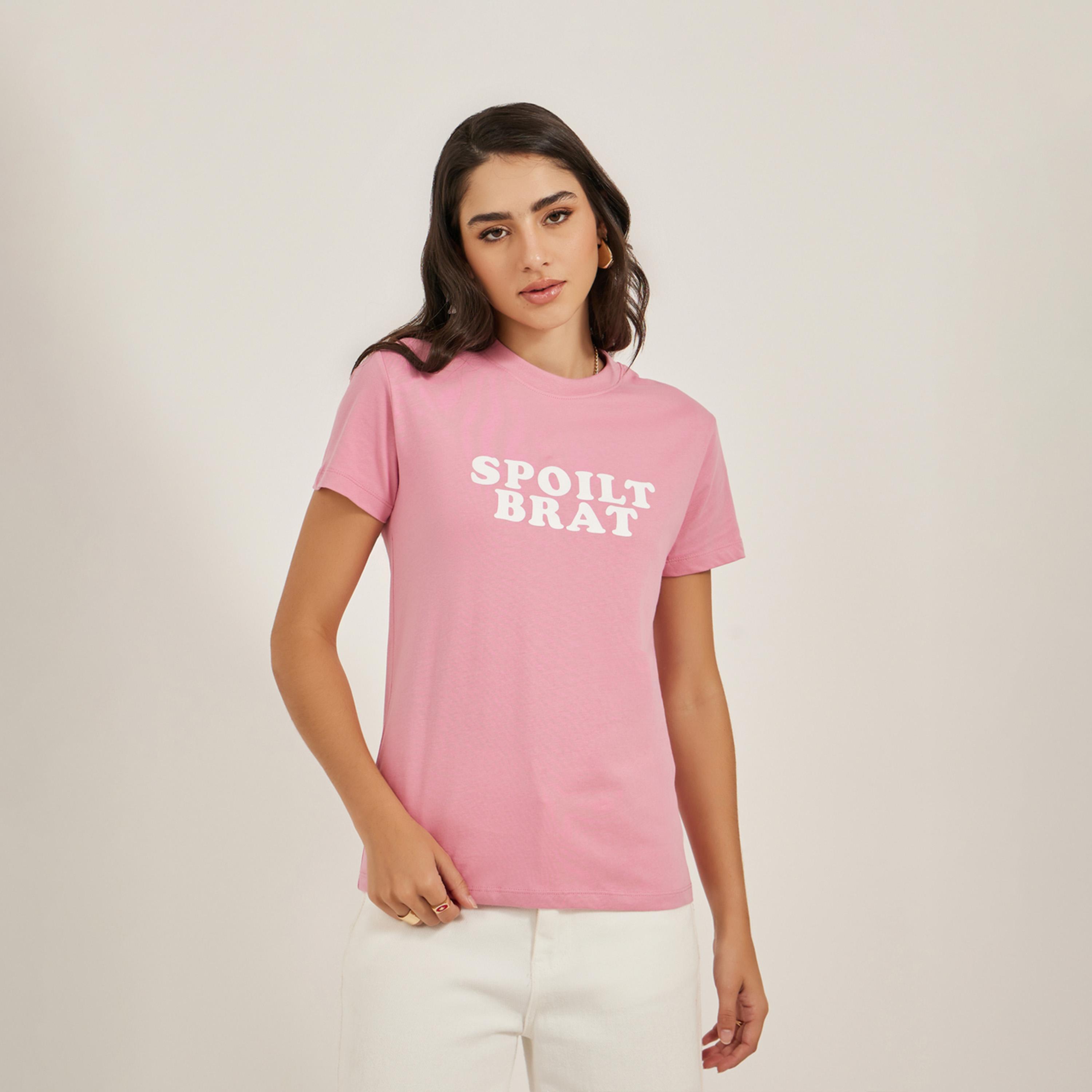 Styli Slogan Print Round Neck Short Sleeve T-Shirt-women-clothing-tshirts-image-3