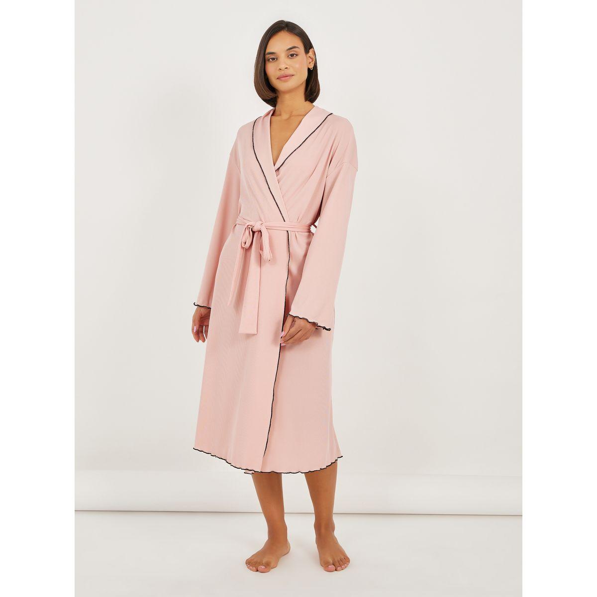 Styli Mono Contrast Edge Rib Robe-women-clothing-nightwear-robes-image-1