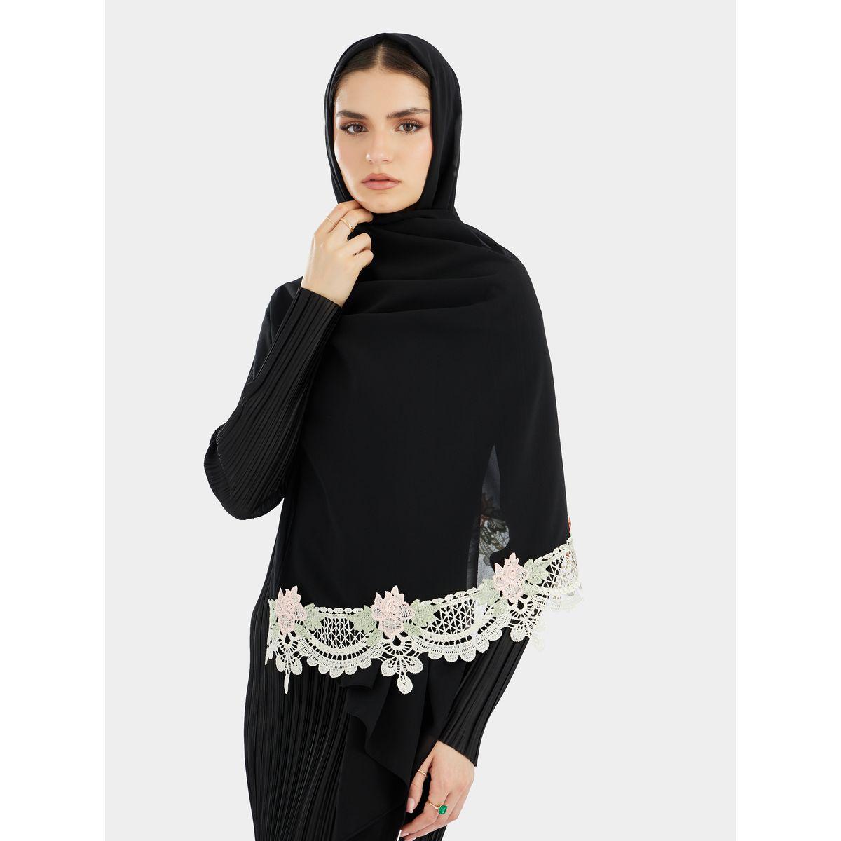 حجاب شيفون سادة بتفاصيل دانتيل-women-clothingaccessories-scarves-image-1