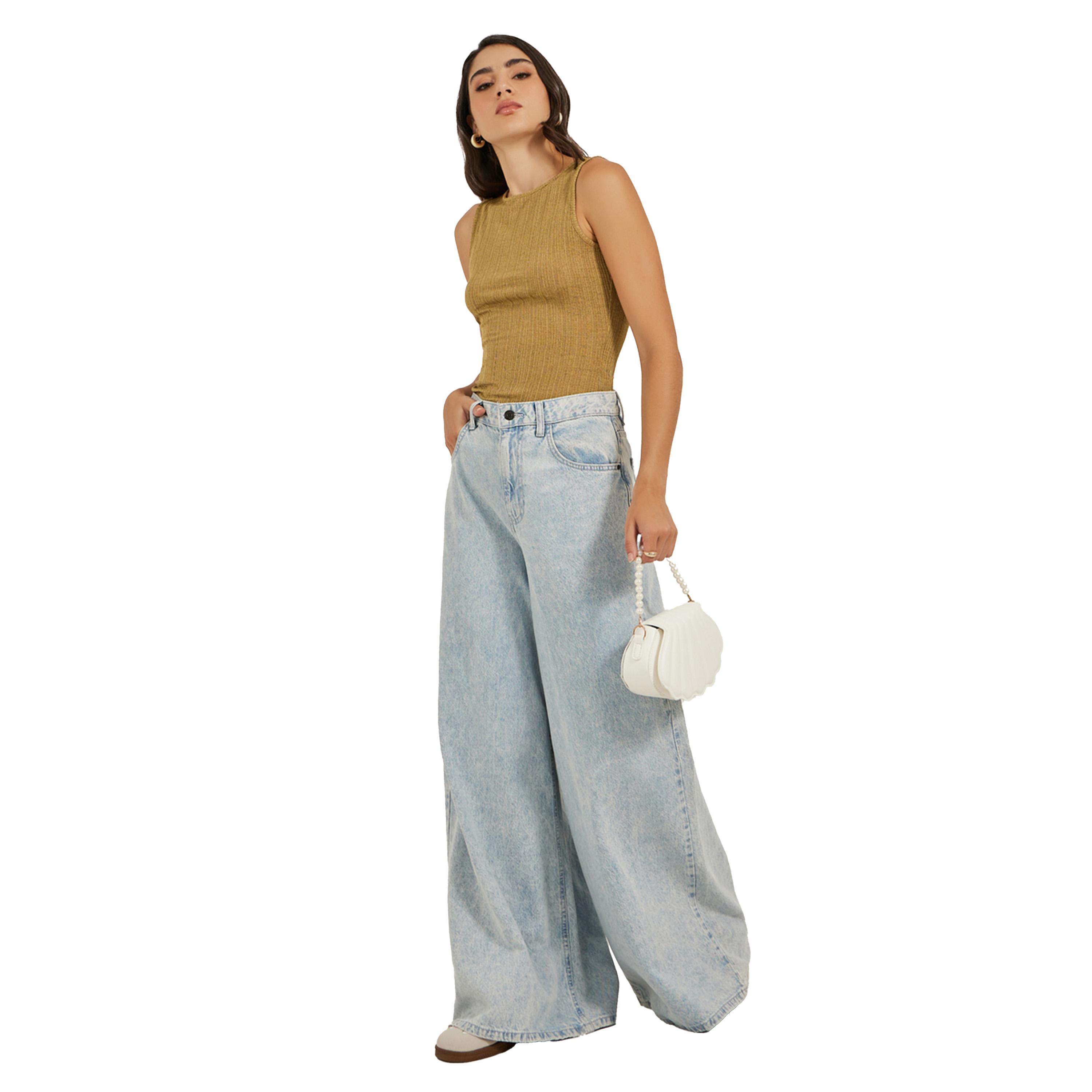 ستايلي -  تانك بدون أكمام بياقة دائرية ومحكم من الداخل-women-clothing-tshirts-image-2