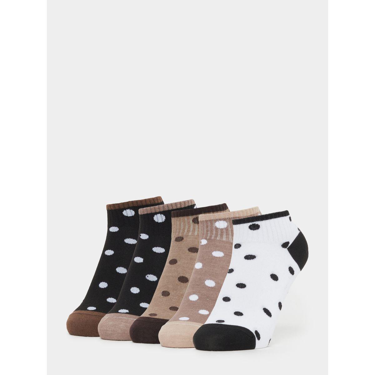 Styli Set of 5 - Polka Dot Print Ankle Socks-women-socksandstockings-image-1
