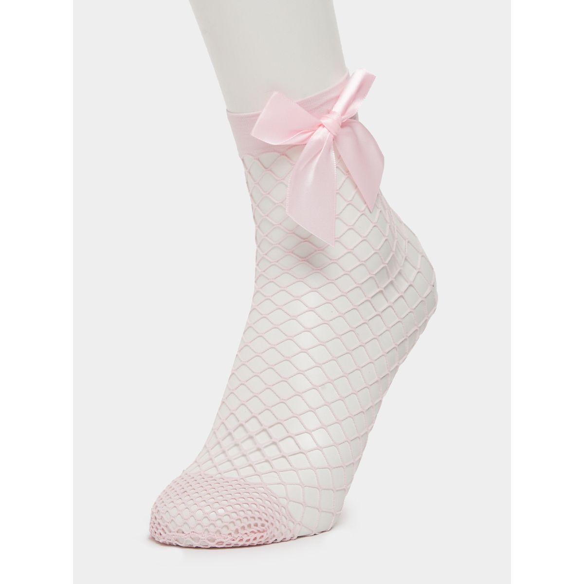 Set of 3 - Bow Detail Net Crew Socks-women-socksandstockings-image-4