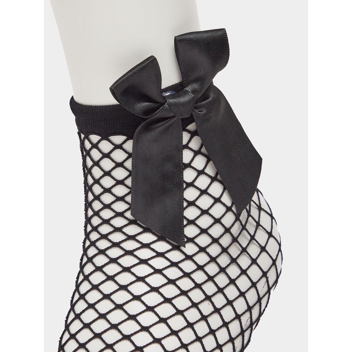 Set of 3 - Bow Detail Net Crew Socks-women-socksandstockings-image-7