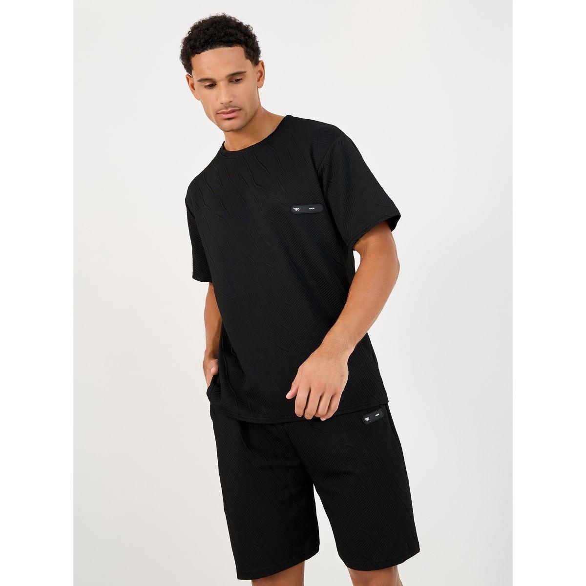 طقم منسق من شورت وتيشيرت فضفاض بأكمام قصيرة-men-clothing-coordsets-image-2