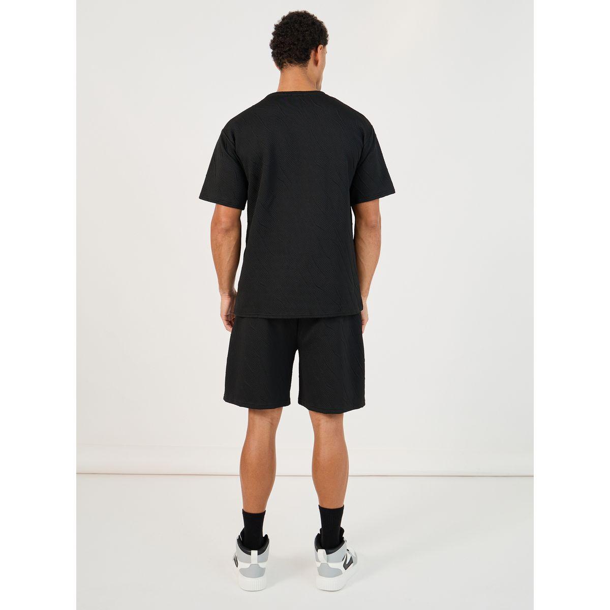Styli Textured Oversized Short Sleeve T-Shirt and Shorts Co-Ords-men-clothing-coordsets-image-6
