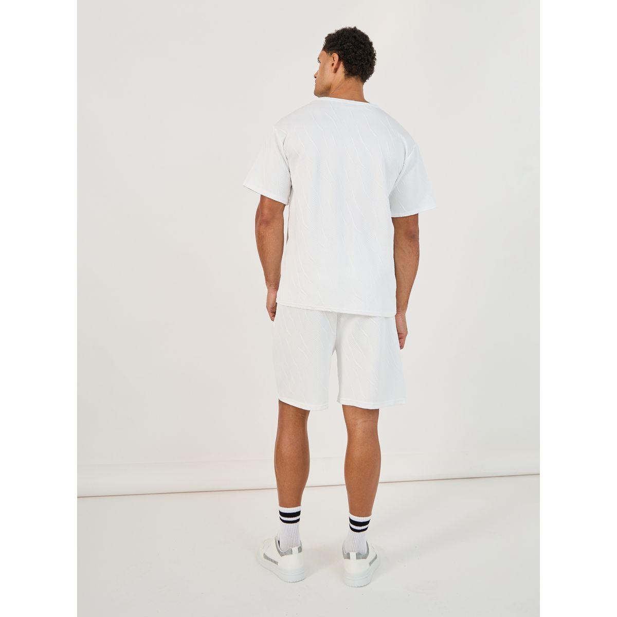 Styli Textured Oversized Short Sleeve T-Shirt and Shorts Co-Ords-men-clothing-coordsets-image-6