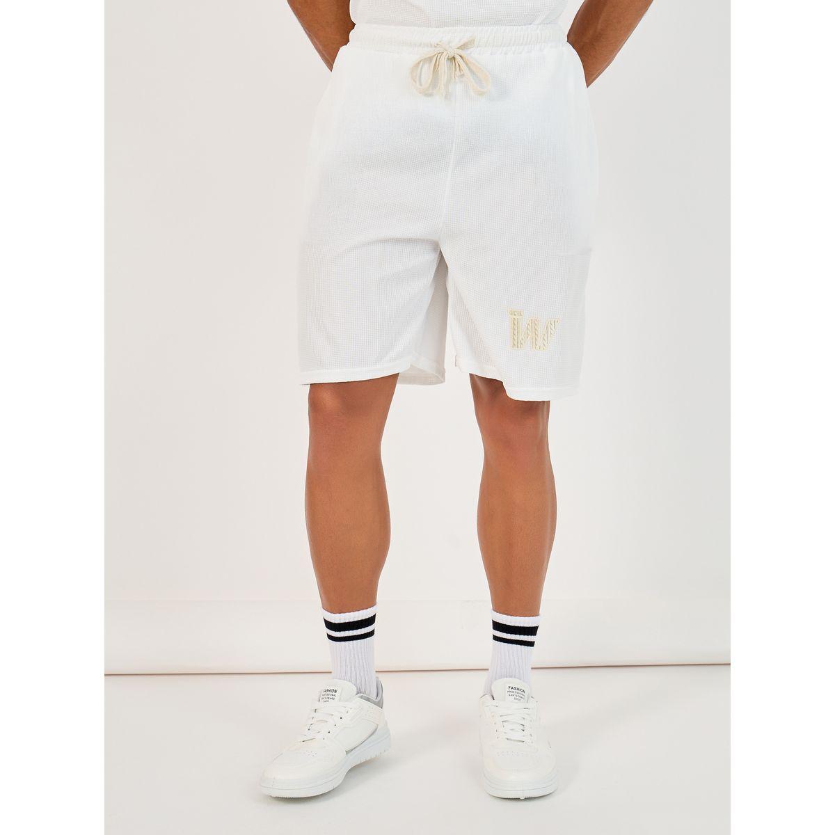 Styli Textured Oversize Patch Work Detail T-Shirt and Shorts Co-Ords-men-clothing-coordsets-image-4
