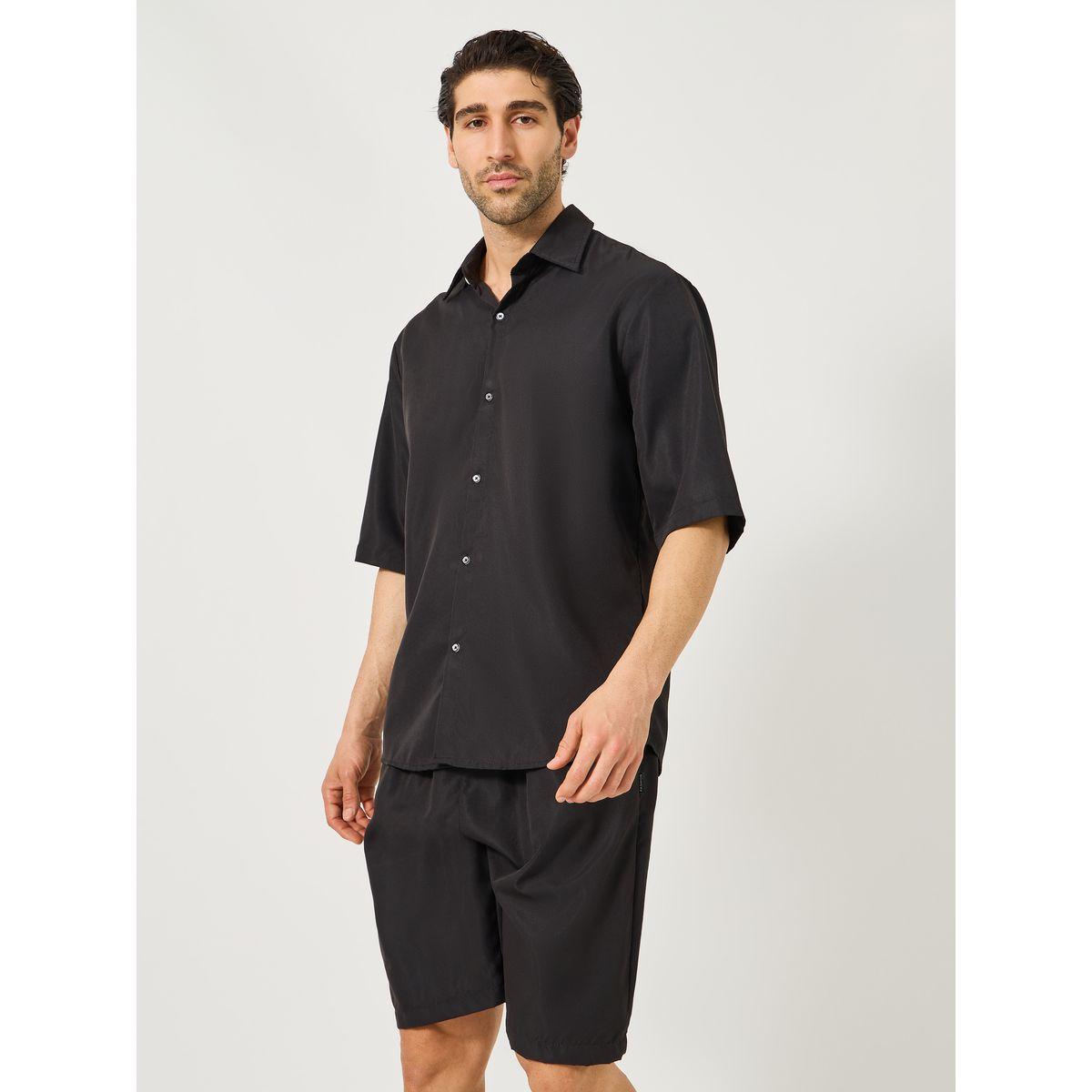 Solid Oversized Shirt and Shorts Co-Ords Set-men-clothing-coordsets-image-2