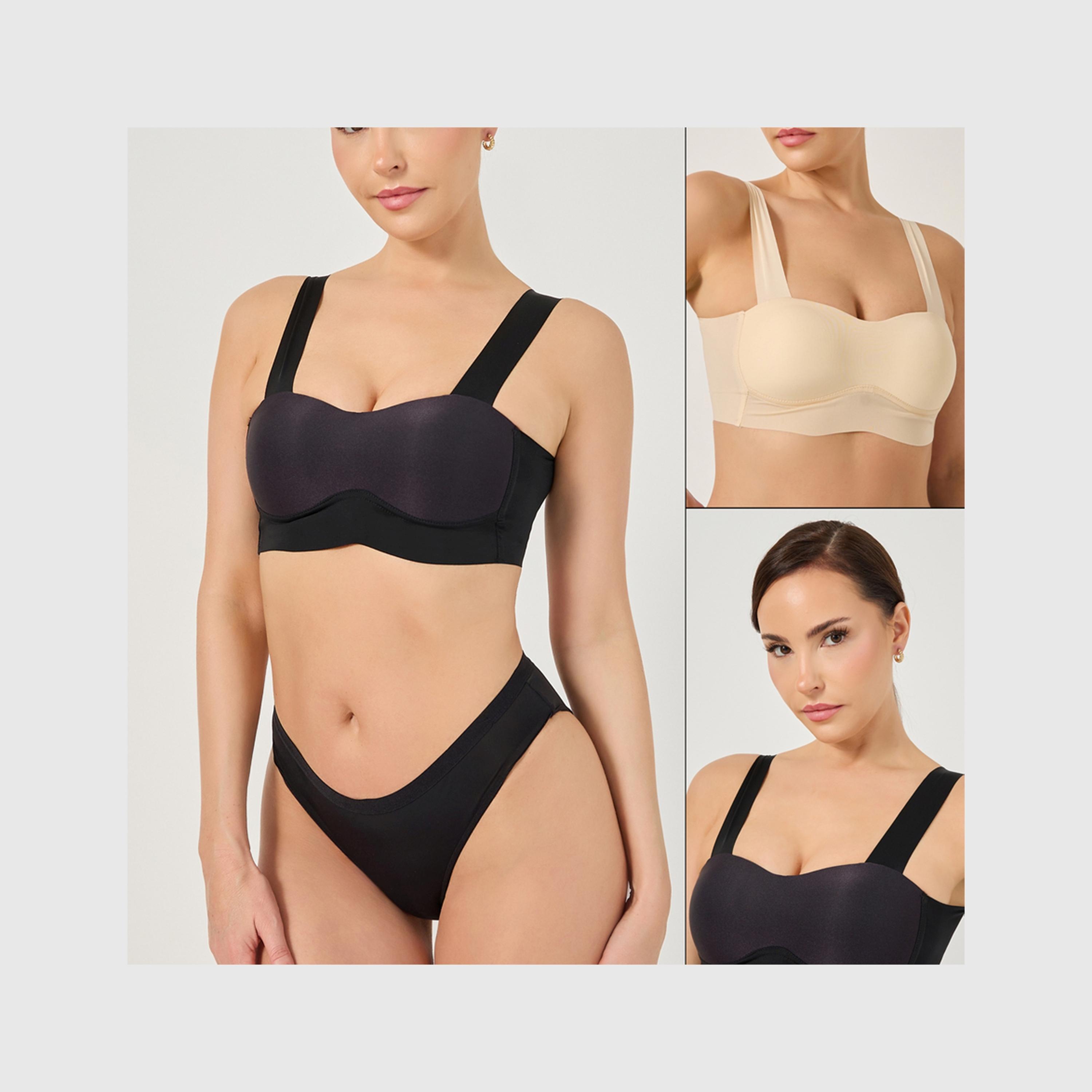 Styli Pack Of 2 - Padded Non-Wired Wide Strap Crop Top-women-clothing-lingerie-bras-image-1