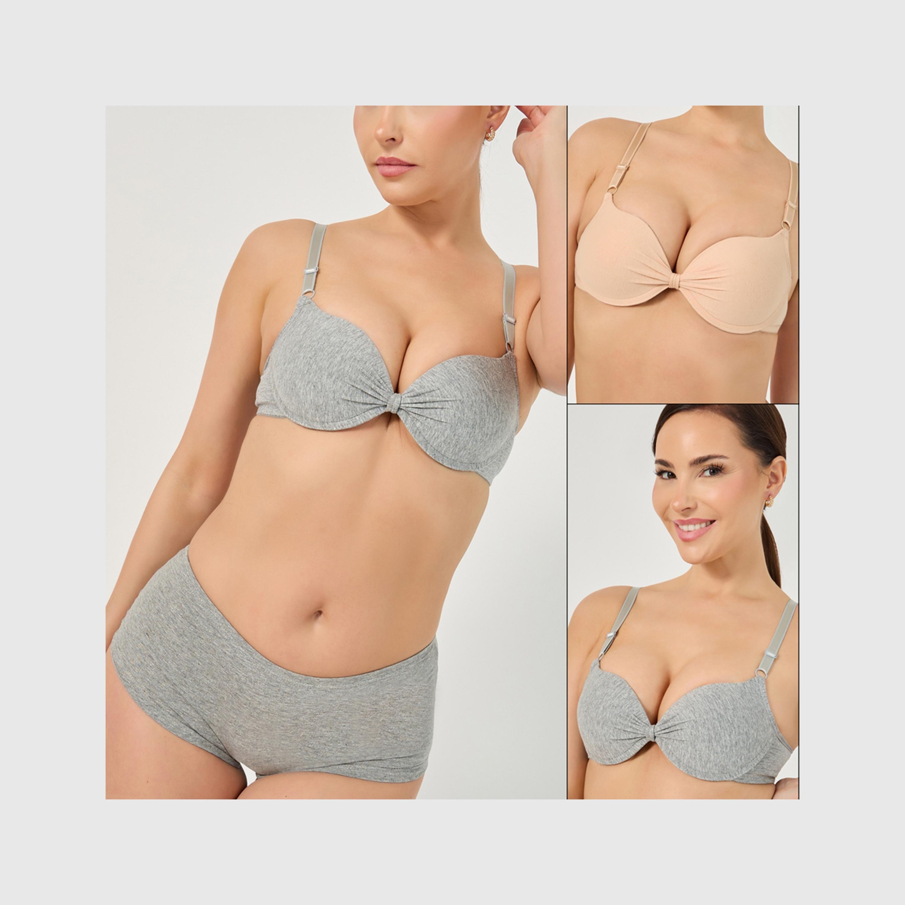 Styli Pack Of 2 - Padded Wired Ruched Center Push Up Bra-women-clothing-lingerie-bras-image-1