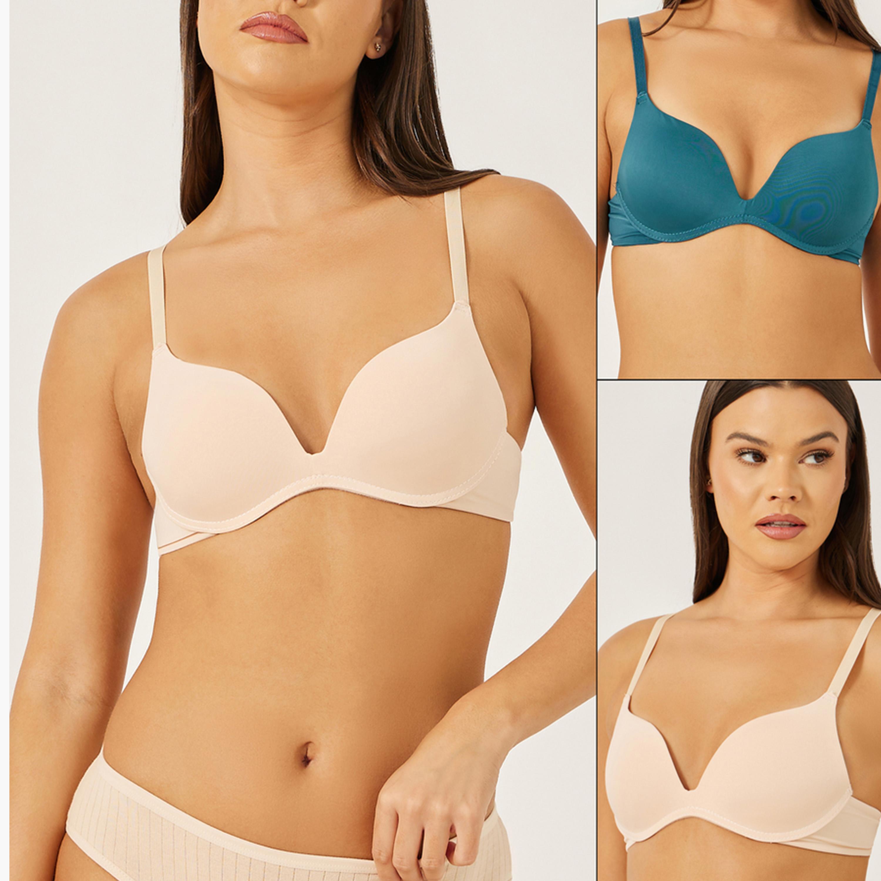 Styli 2Pk Solid Pw T-Shirt Bra-women-clothing-lingerie-bras-image-1