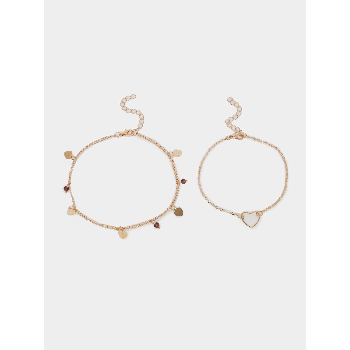 Set of 2 - Heart Drop Anklet-women-watchesandjewellery-jewellery-anklets-image-1