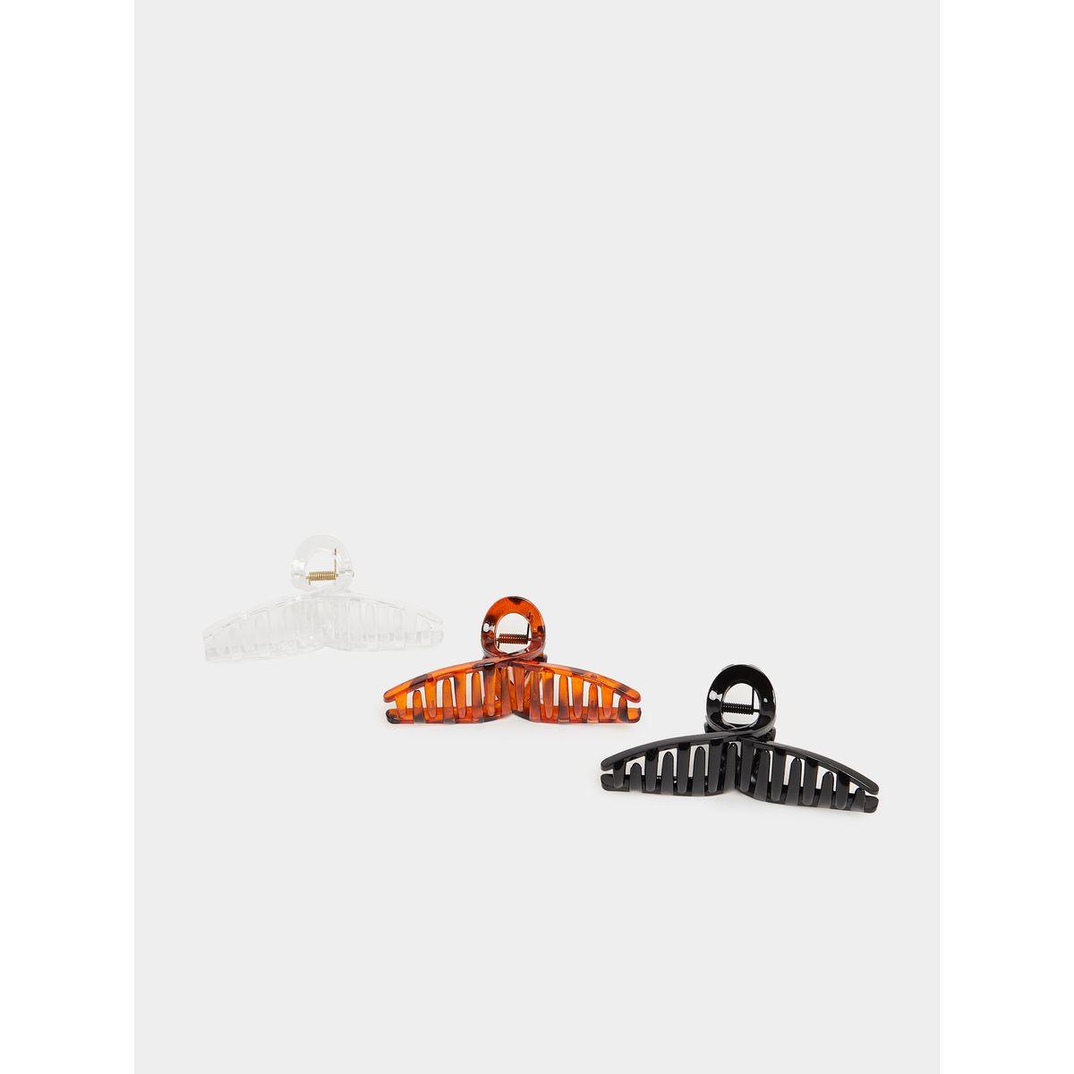 Set of 3 - Solid and Printed Claw Clips-women-hairaccessories-bands-image-1