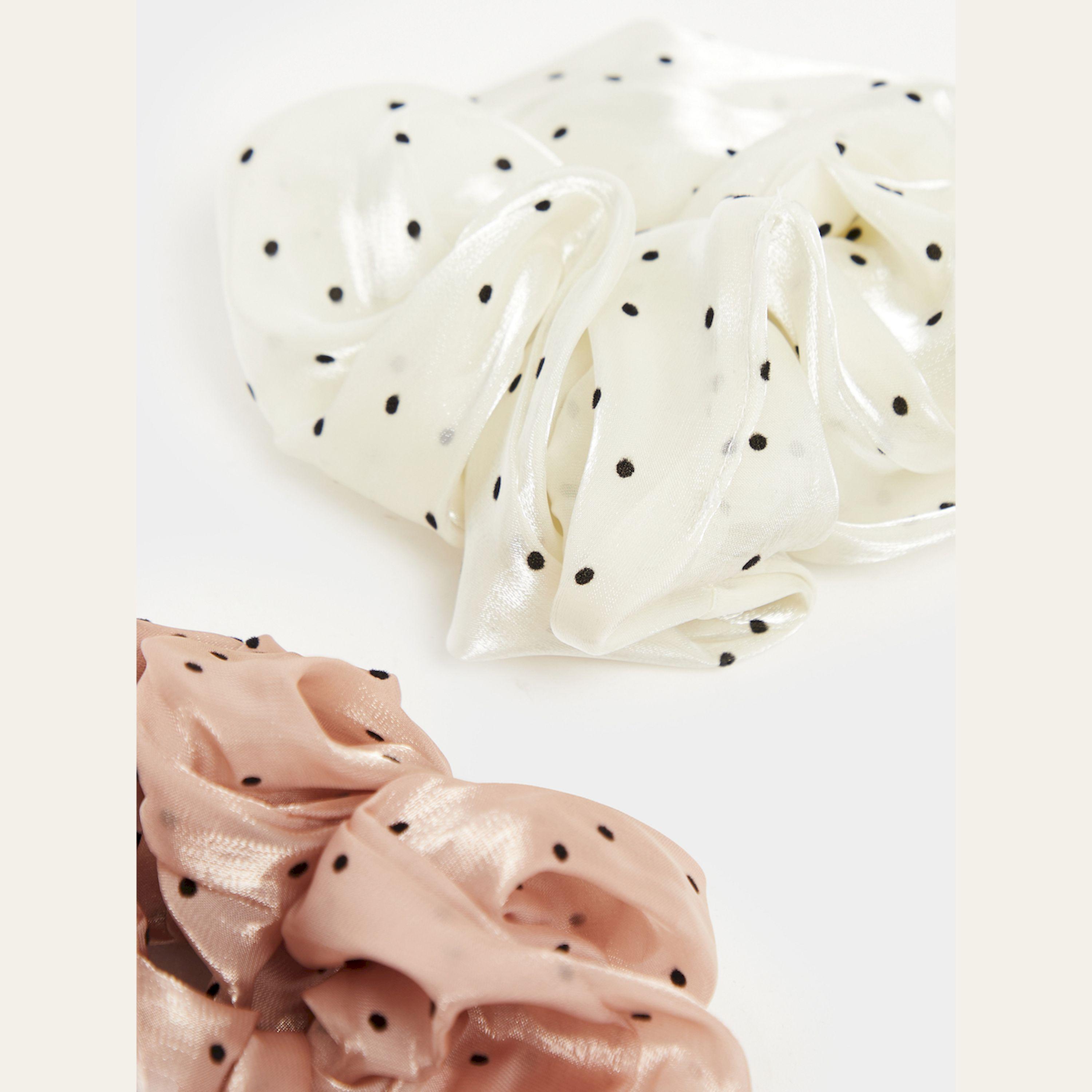 ستايلي - طقم من قطعتين - ربطات شعر مطبوعة بنقاط-women-hairaccessories-scrunchies-image-3