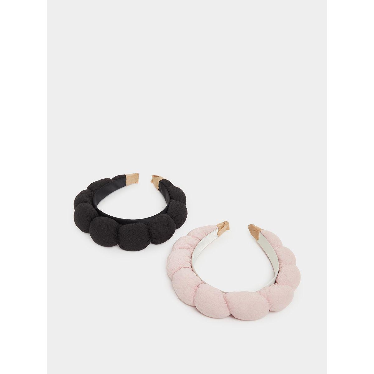 Set of 2 - Textured Pompom Headband-women-hairaccessories-bands-image-1