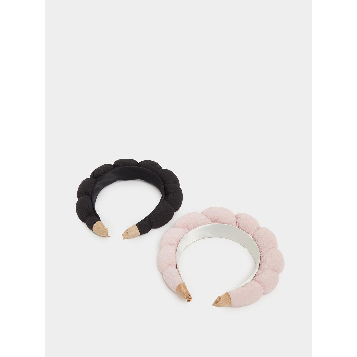 Set of 2 - Textured Pompom Headband-women-hairaccessories-bands-image-3