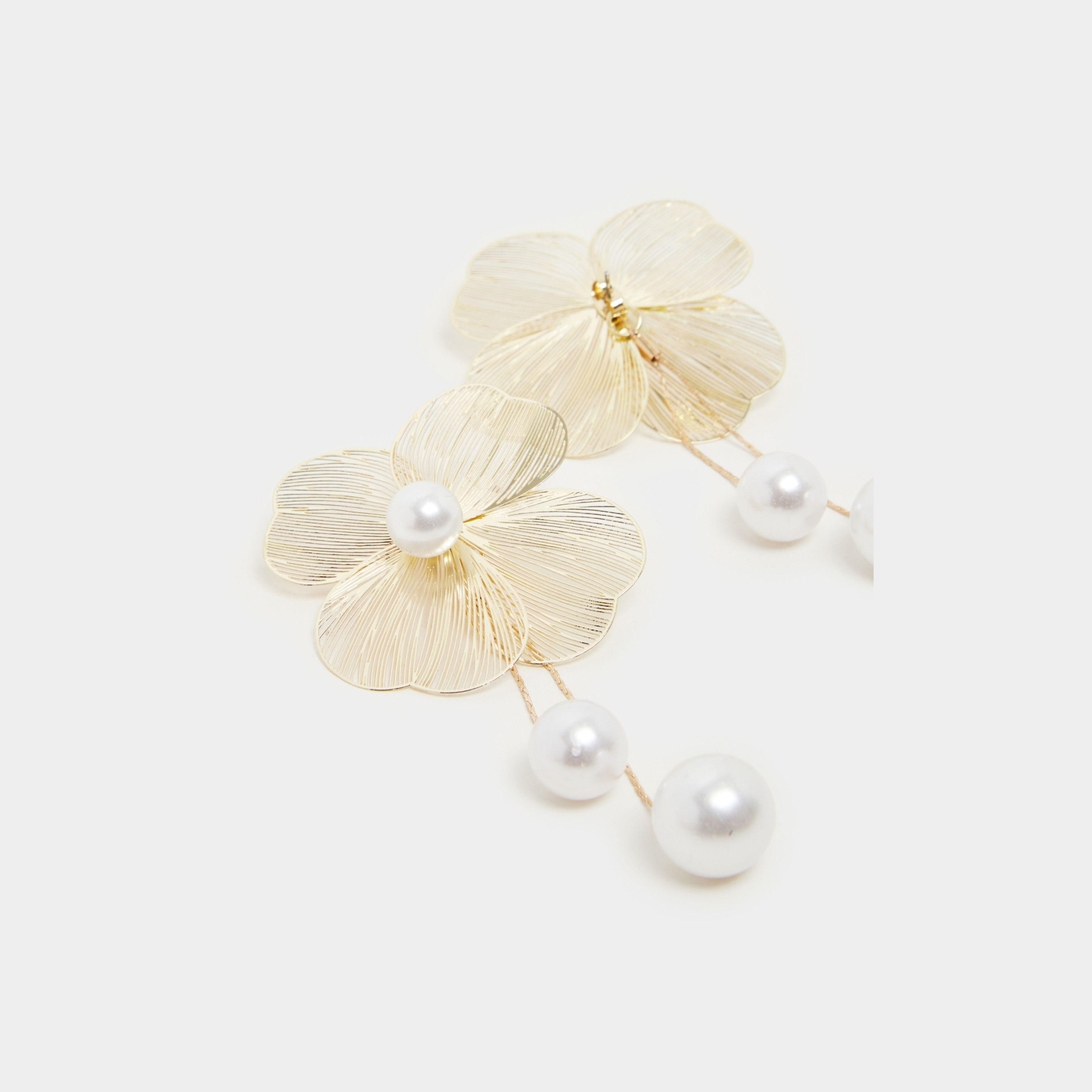 Styli Faux Pearl Drop Flower Earrings-women-watchesandjewellery-jewellery-earrings-image-3