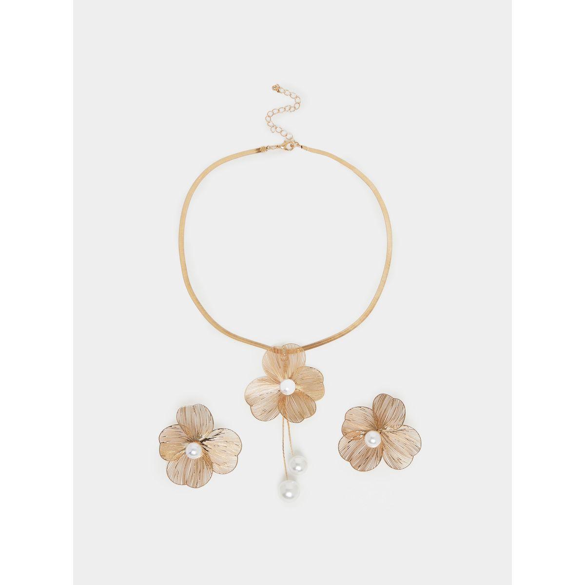 مجموعة من 2 أقراط اذن مع عقد كاجوال-women-watchesandjewellery-jewellery-jewellerysets-image-2
