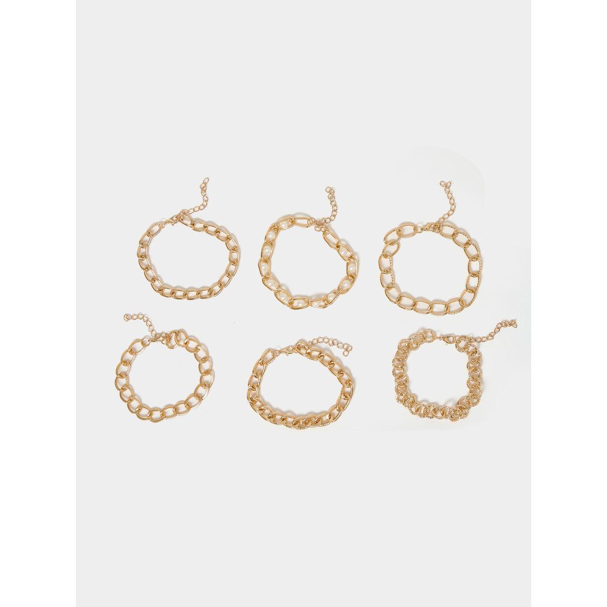 Set of 6 - Link Chain Bracelets-women-watchesandjewellery-jewellery-banglesandbracelets-image-1