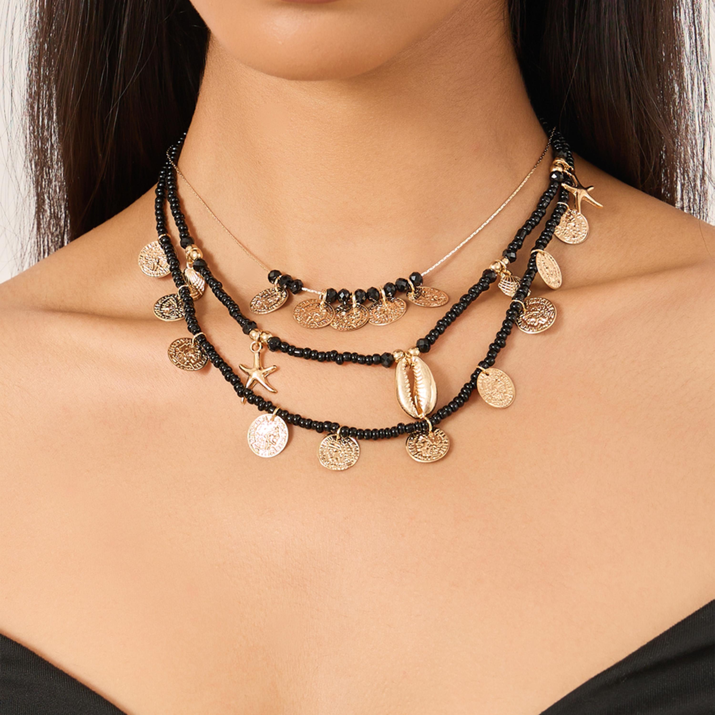 ستايلي -  مجموعة من 3 قطع قلادة متعددة القطرات-women-watchesandjewellery-jewellery-necklacesandpendants-image-3