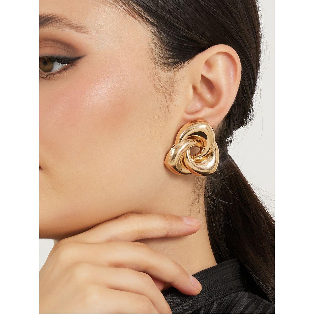 Metallic Finish Stud Earrings-women-watchesandjewellery-jewellery-earrings-image-2