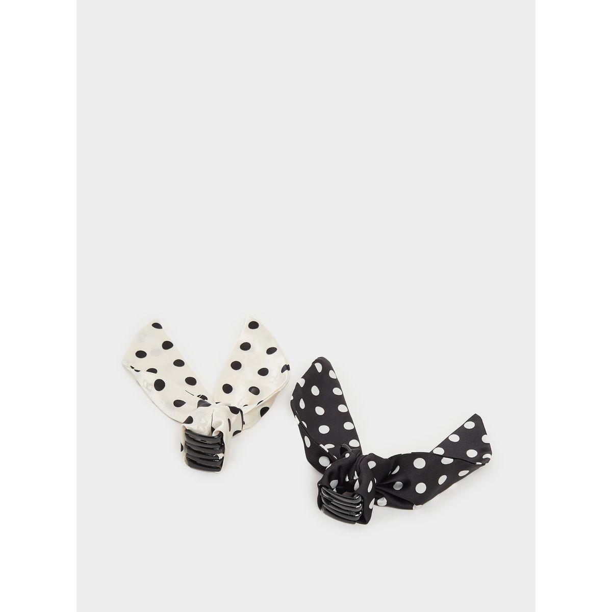 Set of 2 - Polka Dot Print Claw Clips-women-hairaccessories-bands-image-1