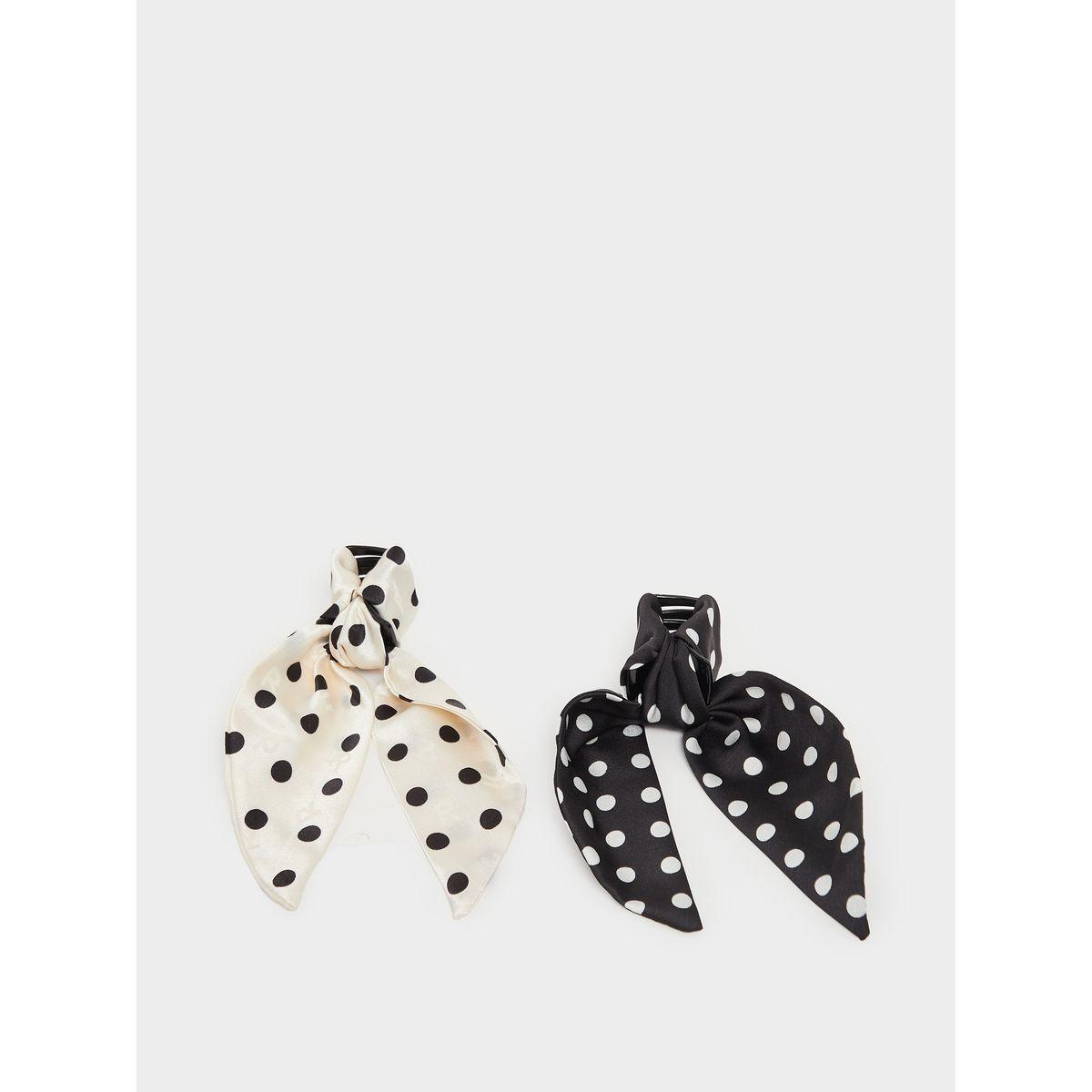 Set of 2 - Polka Dot Print Claw Clips-women-hairaccessories-bands-image-3