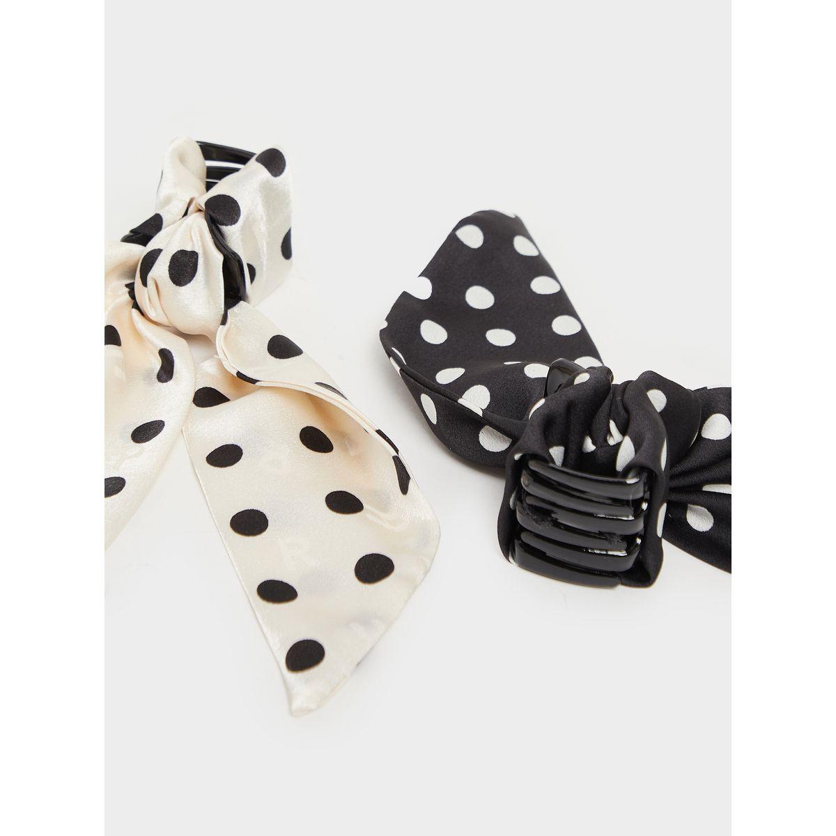Set of 2 - Polka Dot Print Claw Clips-women-hairaccessories-bands-image-4