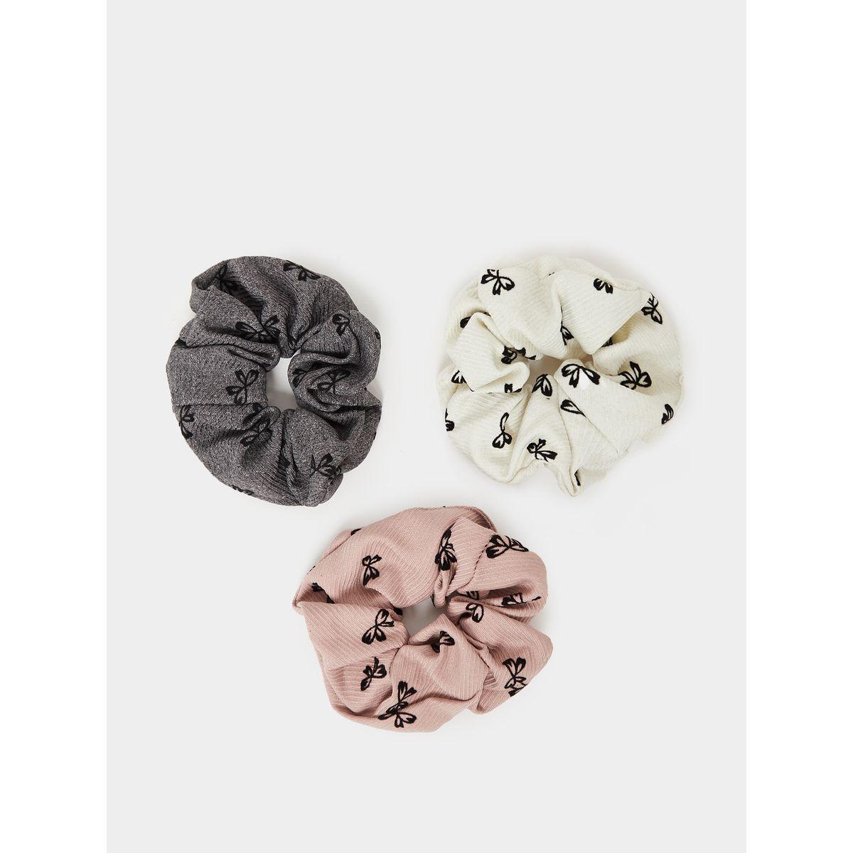 Set of 3 - Bow Print Scrunchies-women-hairaccessories-bands-image-1