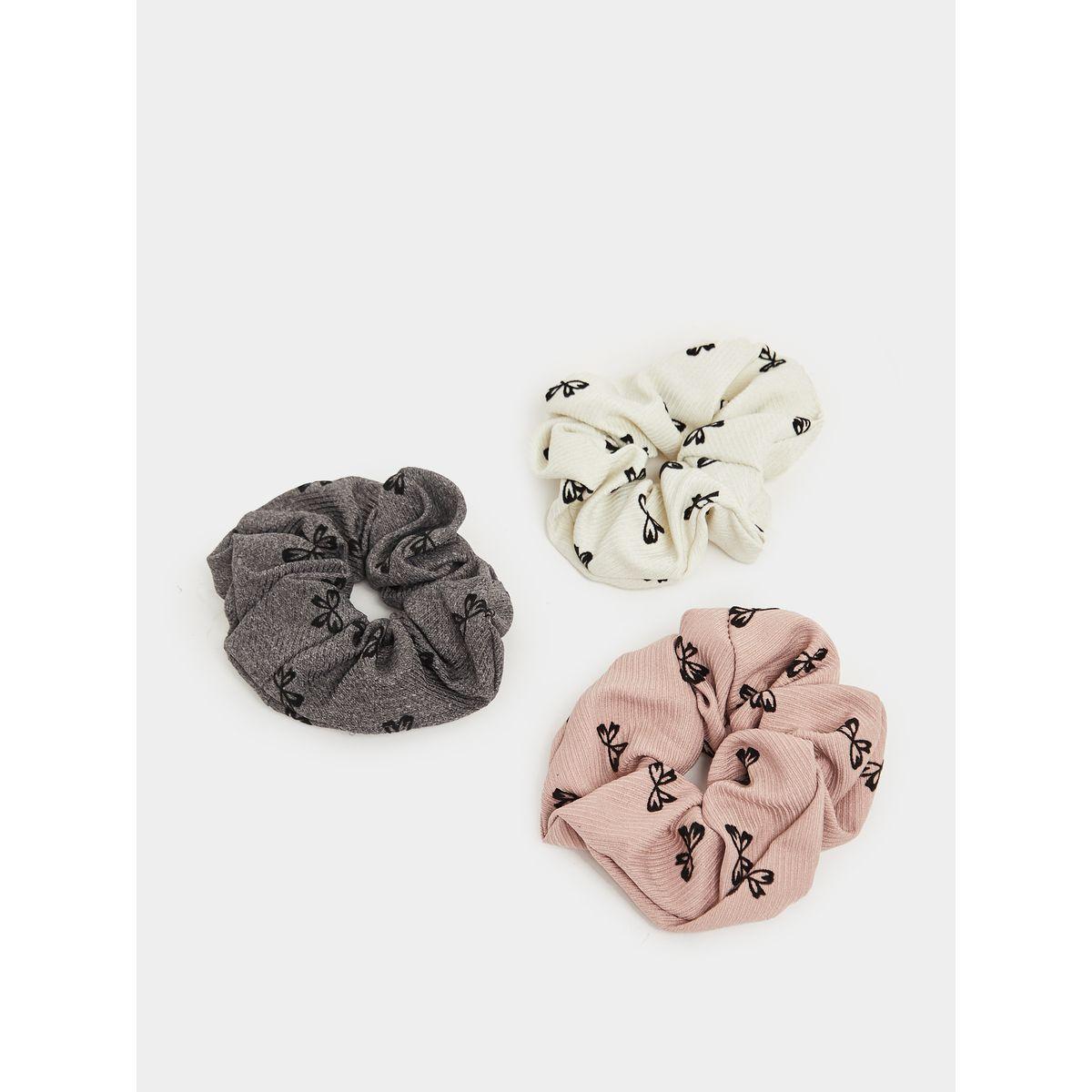 Set of 3 - Bow Print Scrunchies-women-hairaccessories-bands-image-3