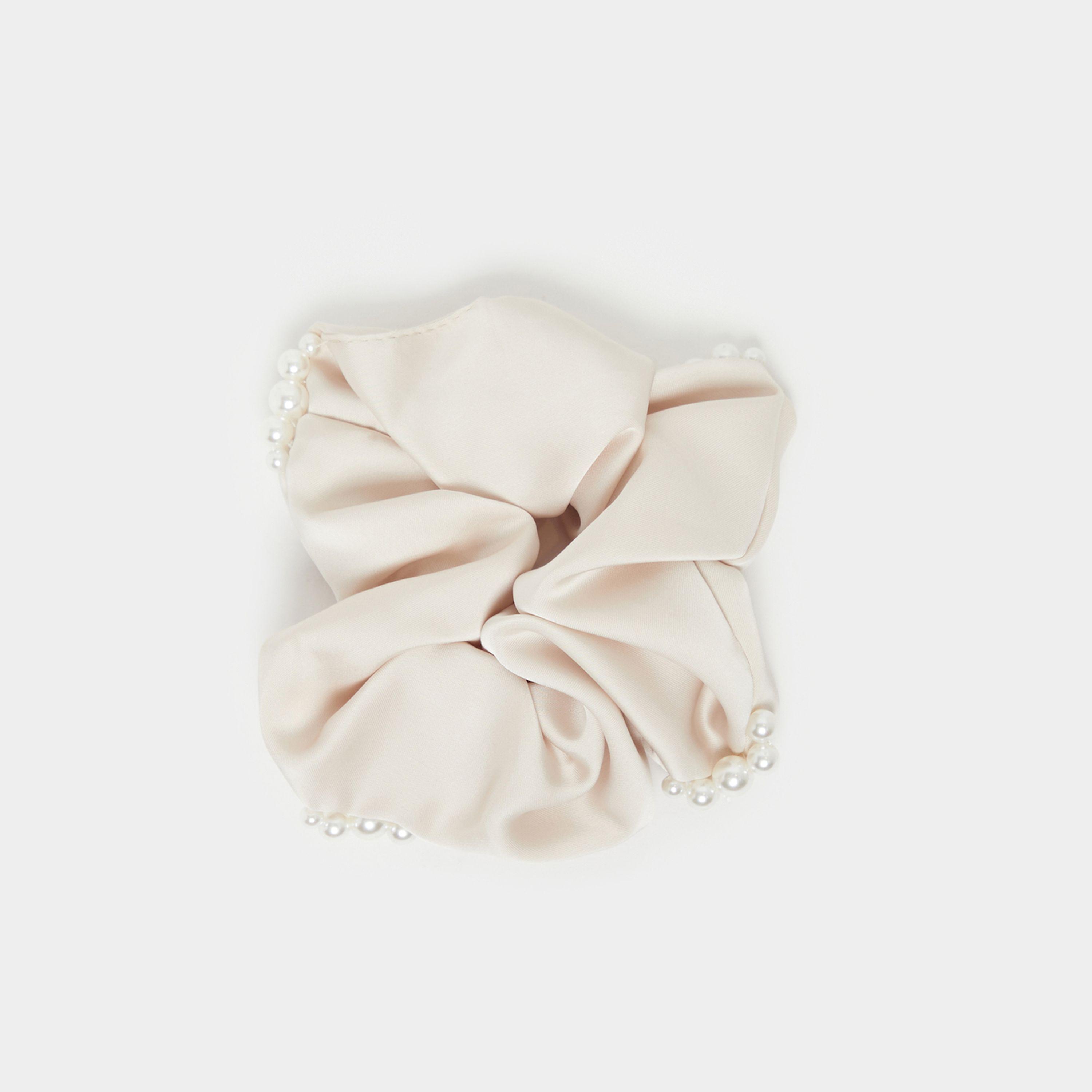 Styli Faux Pearl Embellished Scrunchie-women-winterwear-scarves-image-1