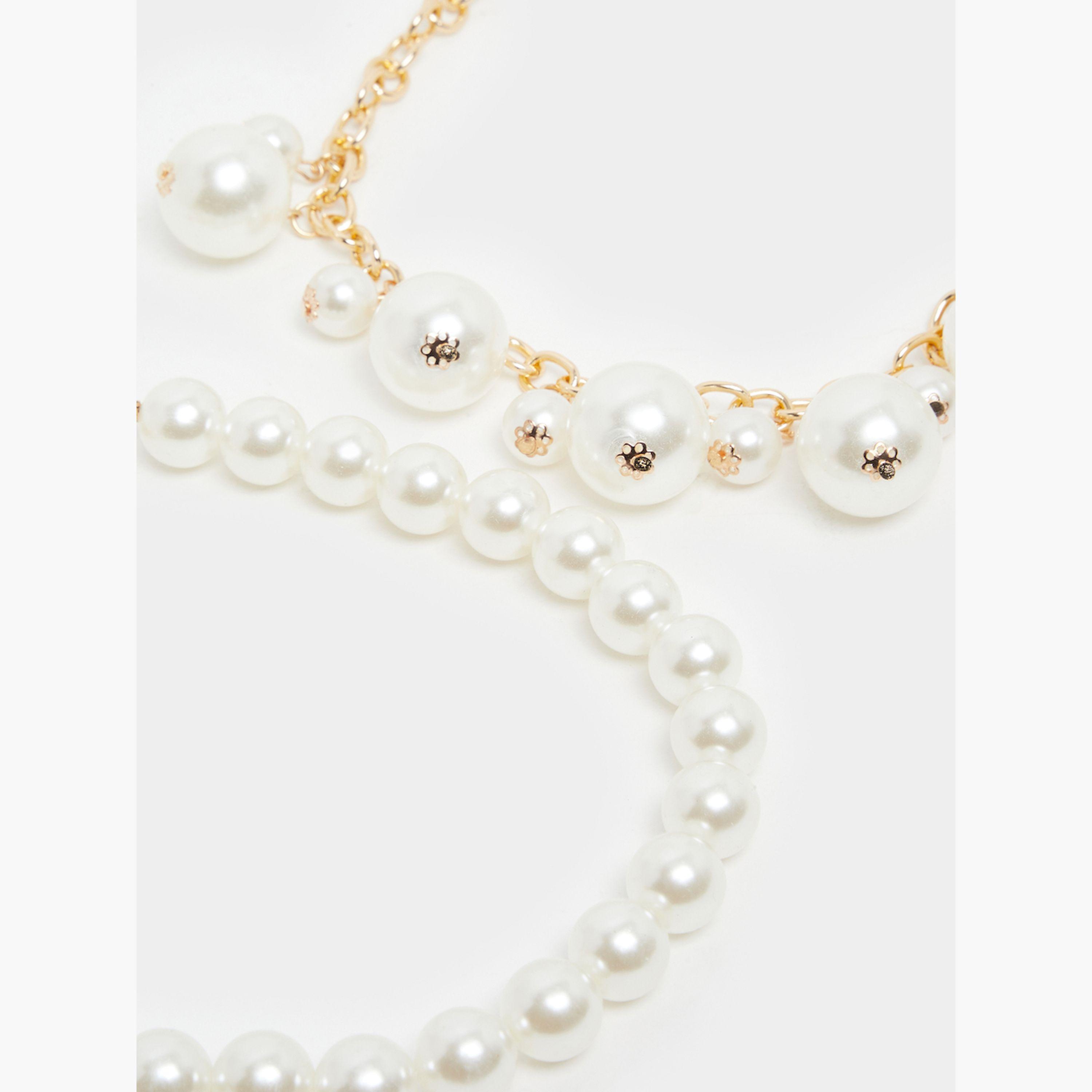 ستايلي -  مجموعة من قطعتين - قلادة من حبات اللؤلؤ الصناعي-women-watchesandjewellery-jewellery-necklacesandpendants-image-4
