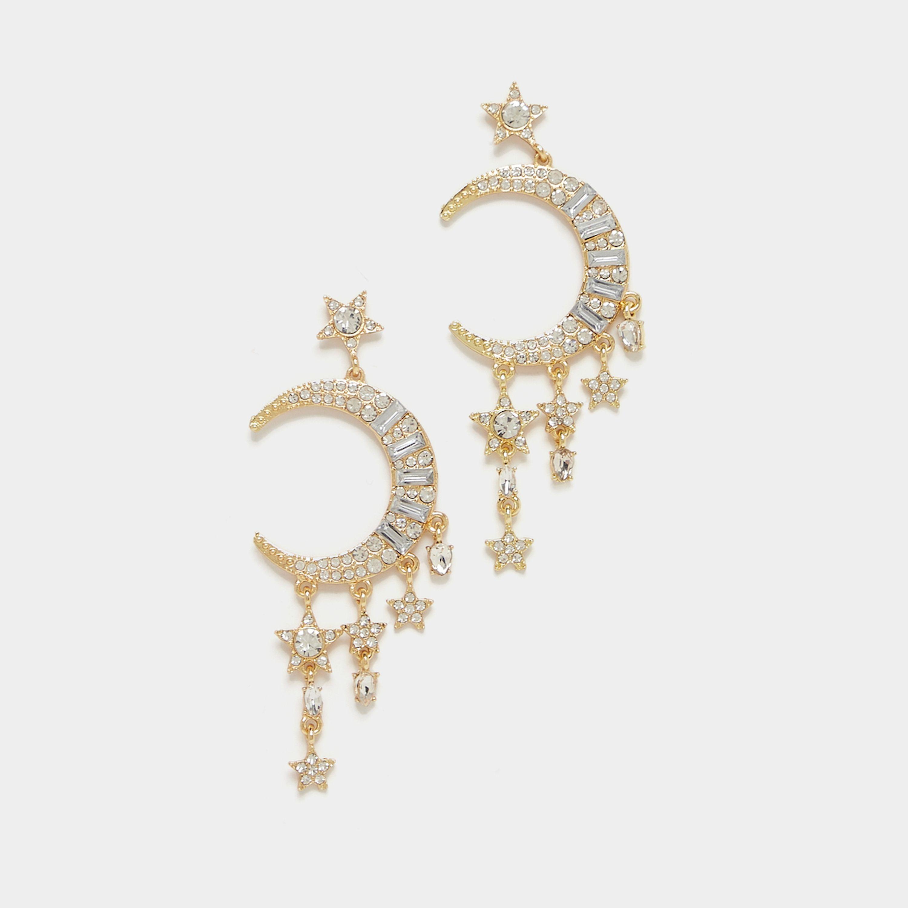 Styli Embellished Moon And Star Dangle Earrings-women-watchesandjewellery-jewellery-earrings-image-1