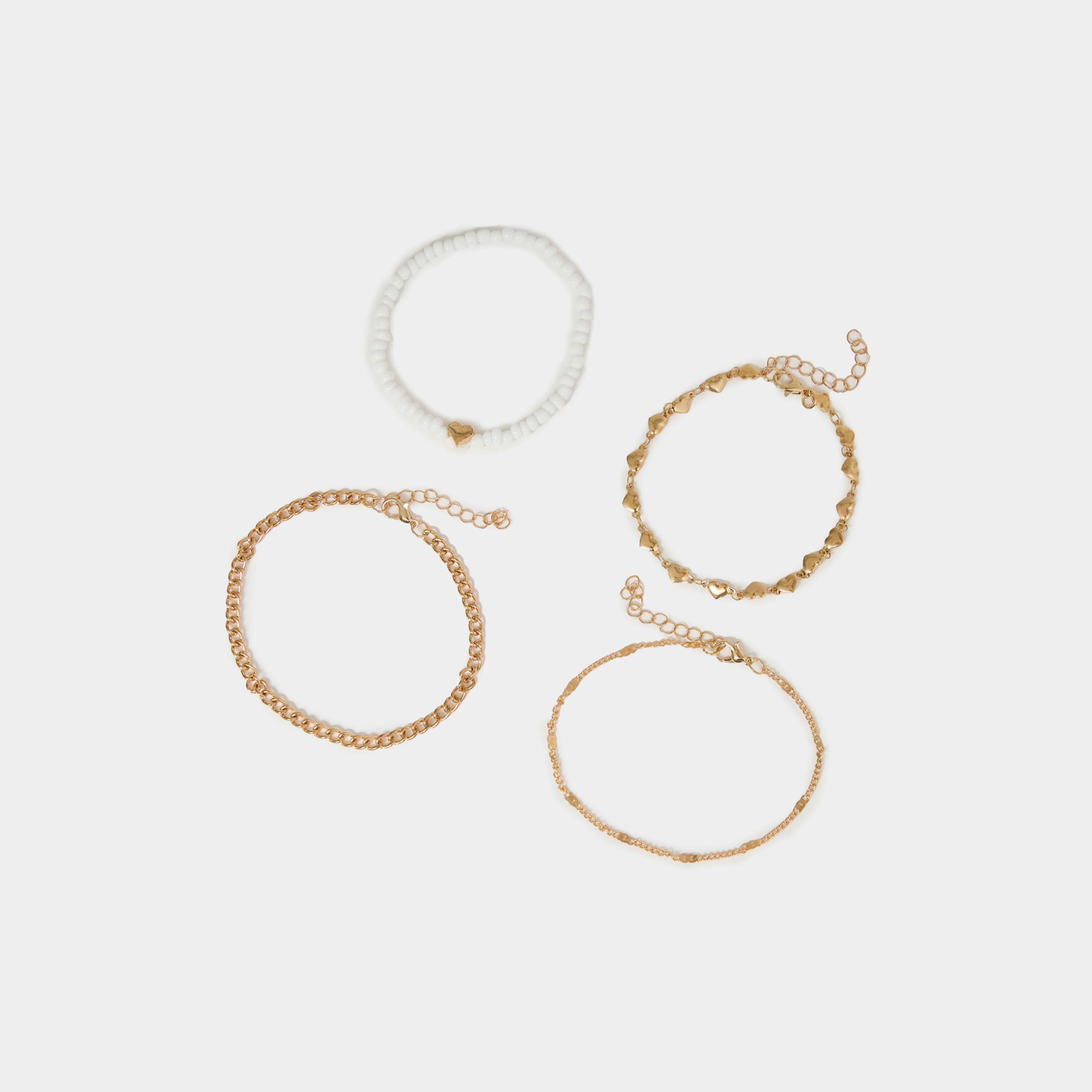 Styli Set Of 4 - Heart Accent Chain Anklets-women-watchesandjewellery-jewellery-anklets-image-1